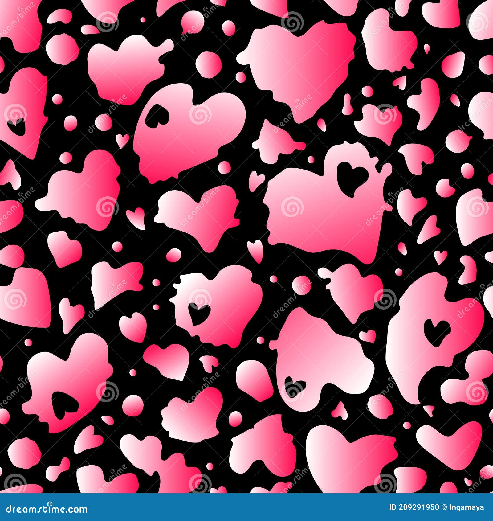 Heart Drop Seamless Pattern. Valentines Day Abstract Love Symbol Funny ...