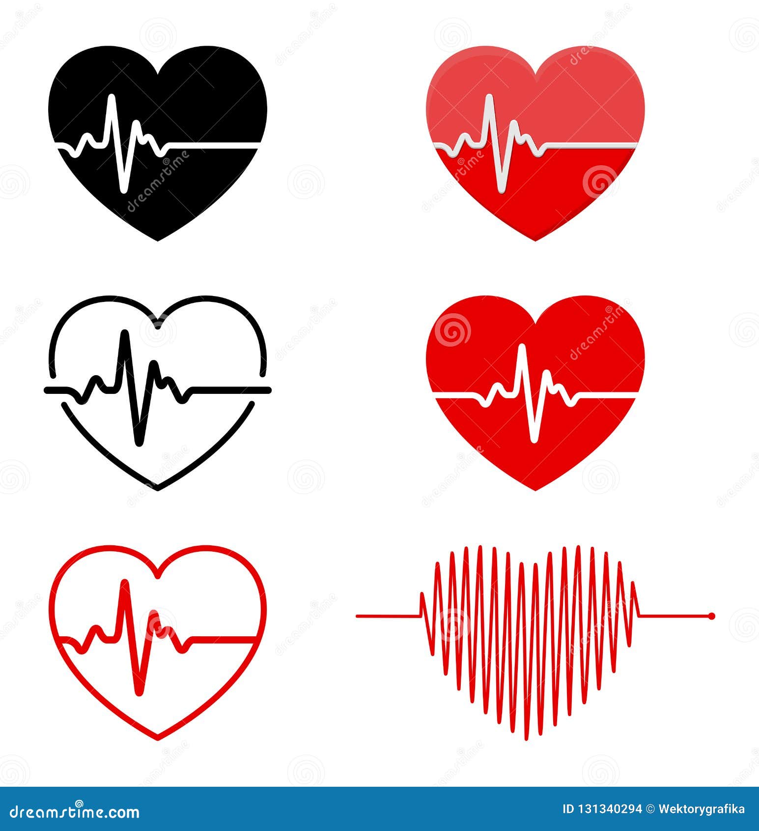 heart and ecg - ekg signal set, heart beat pulse line concept d