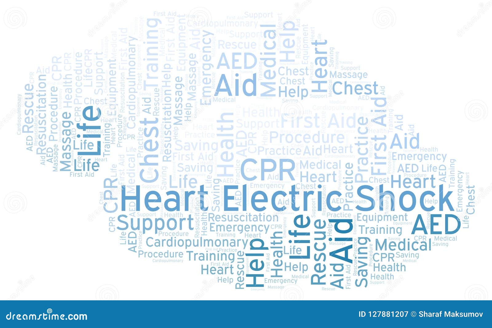 Heart Electric Shock Word Cloud, Made with Text only. Stock