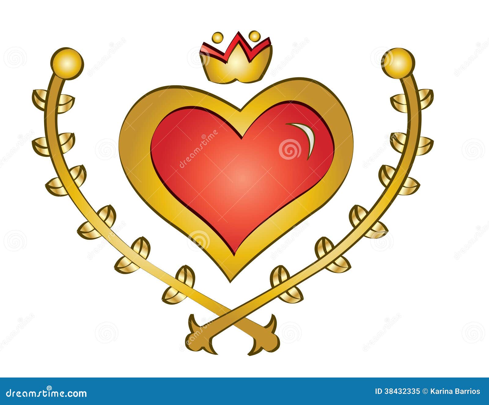 Heart emblem stock vector. Illustration of branches, shiny - 38432335