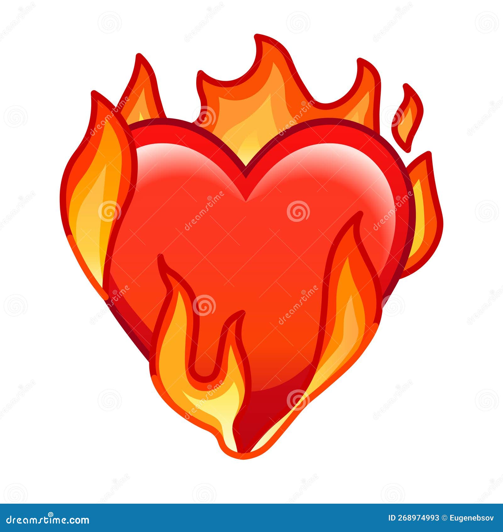 Heart in Fire Large Size Icon for Emoji Smile Stock Vector
