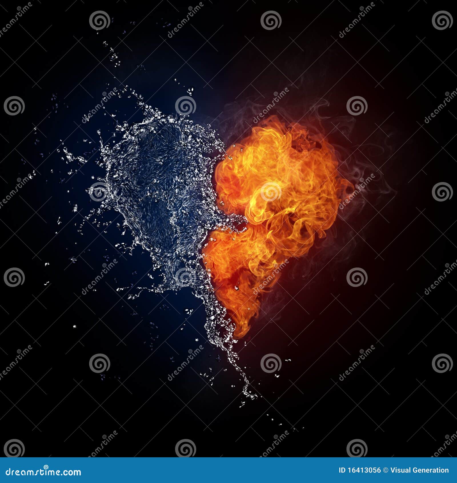 Heart in Fire and Water stock illustration. Illustration of shape