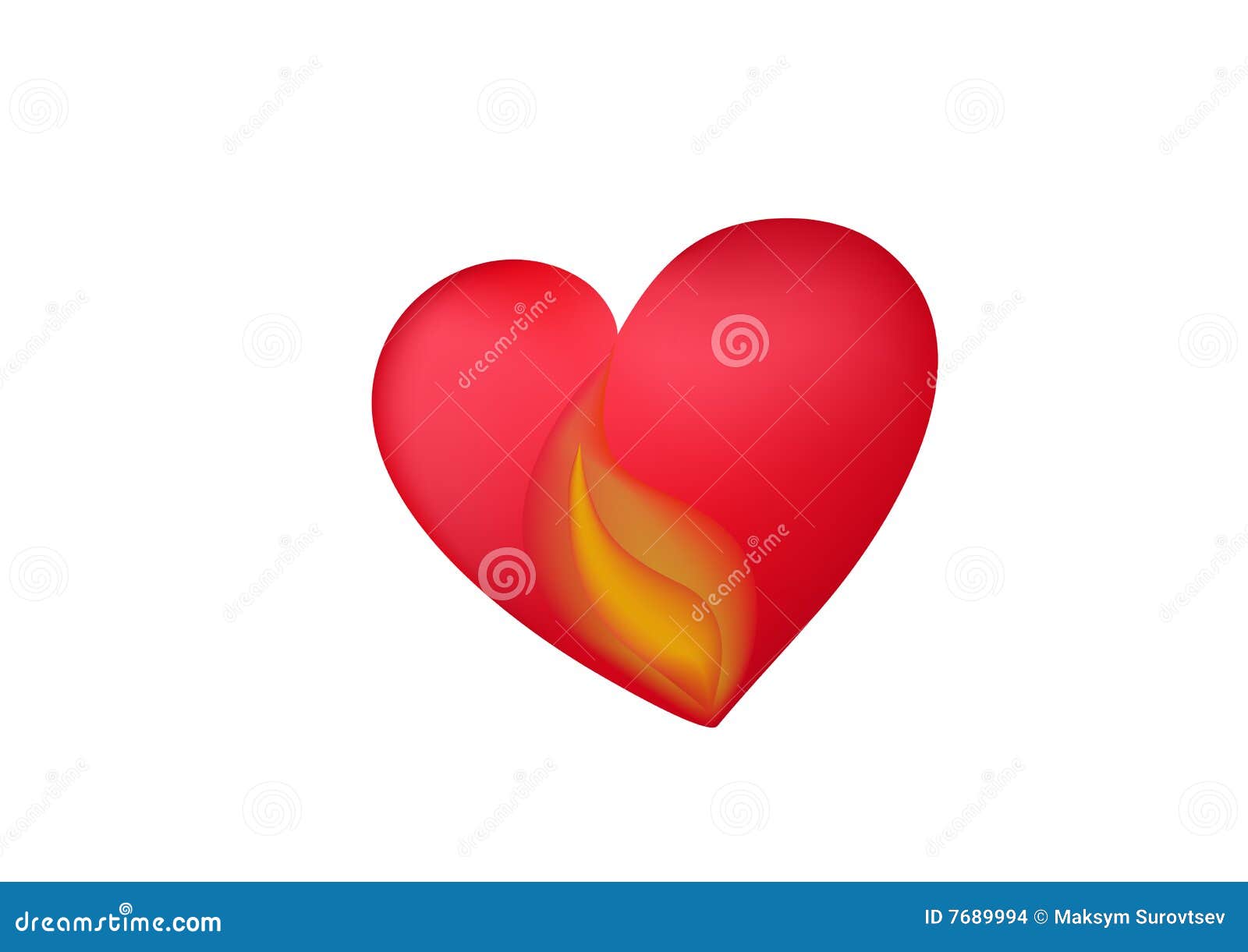Heart with flame stock vector. Illustration of love, passion 7689994