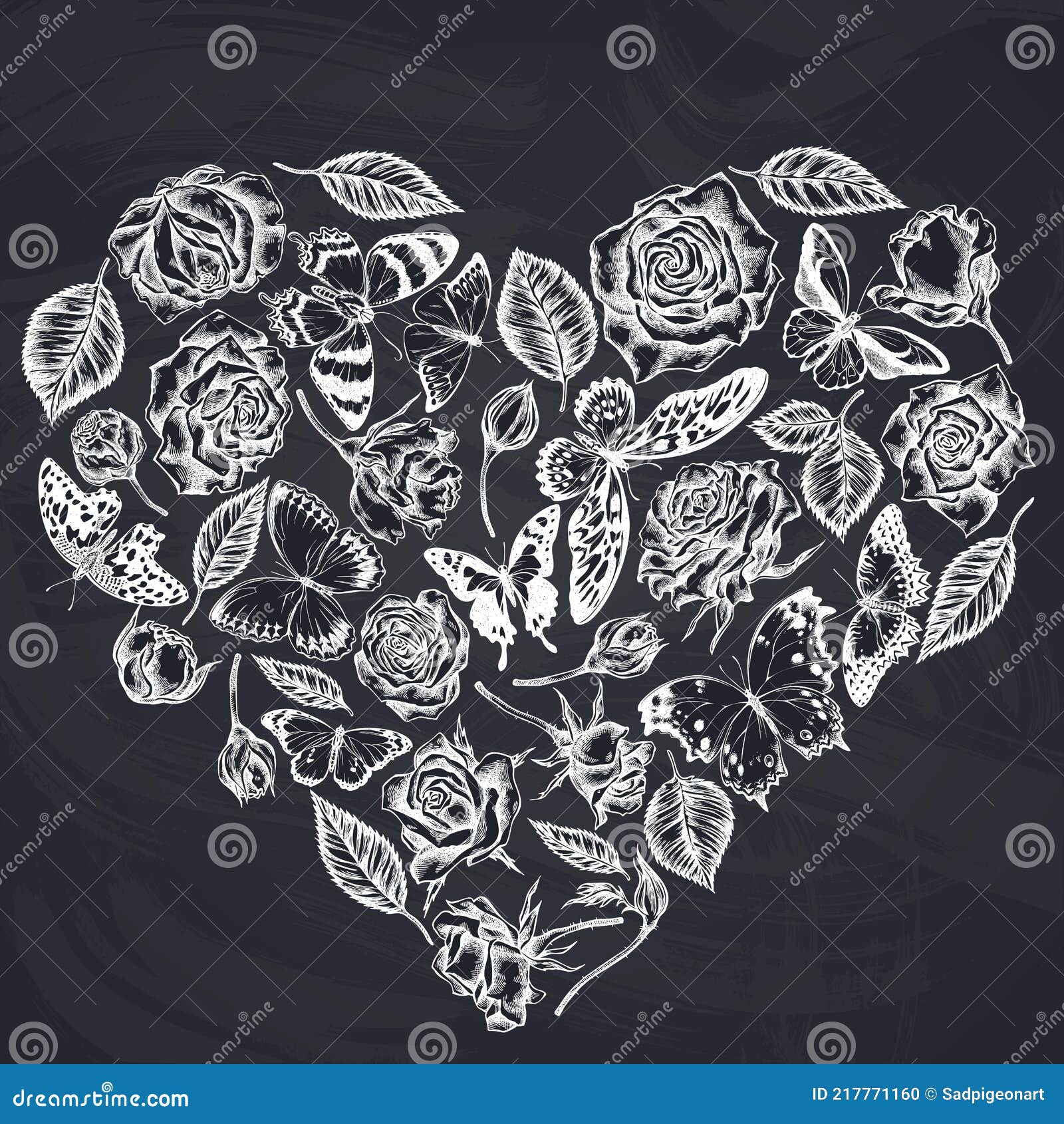 heart floral  with chalk lemon butterfly, red lacewing, african giant swallowtail, alcides agathyrsus, wallace s