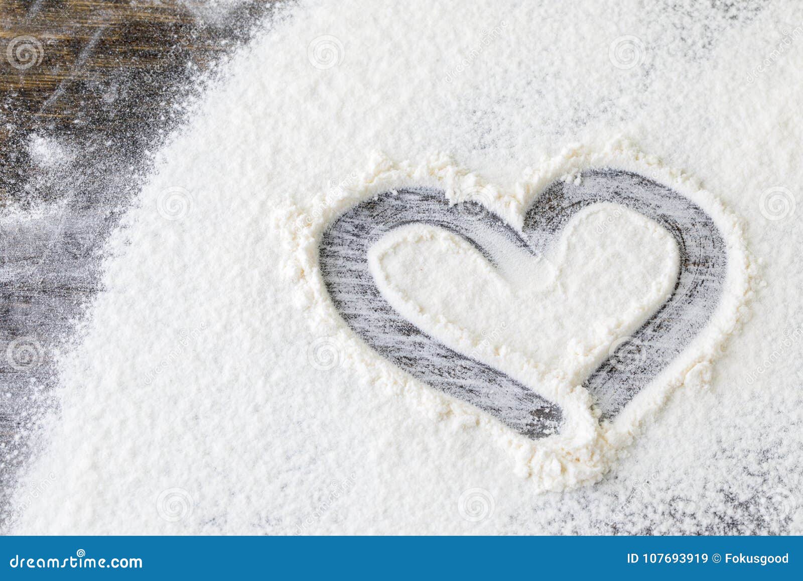 Heart from flour stock image. Image of flavor, background 107693919