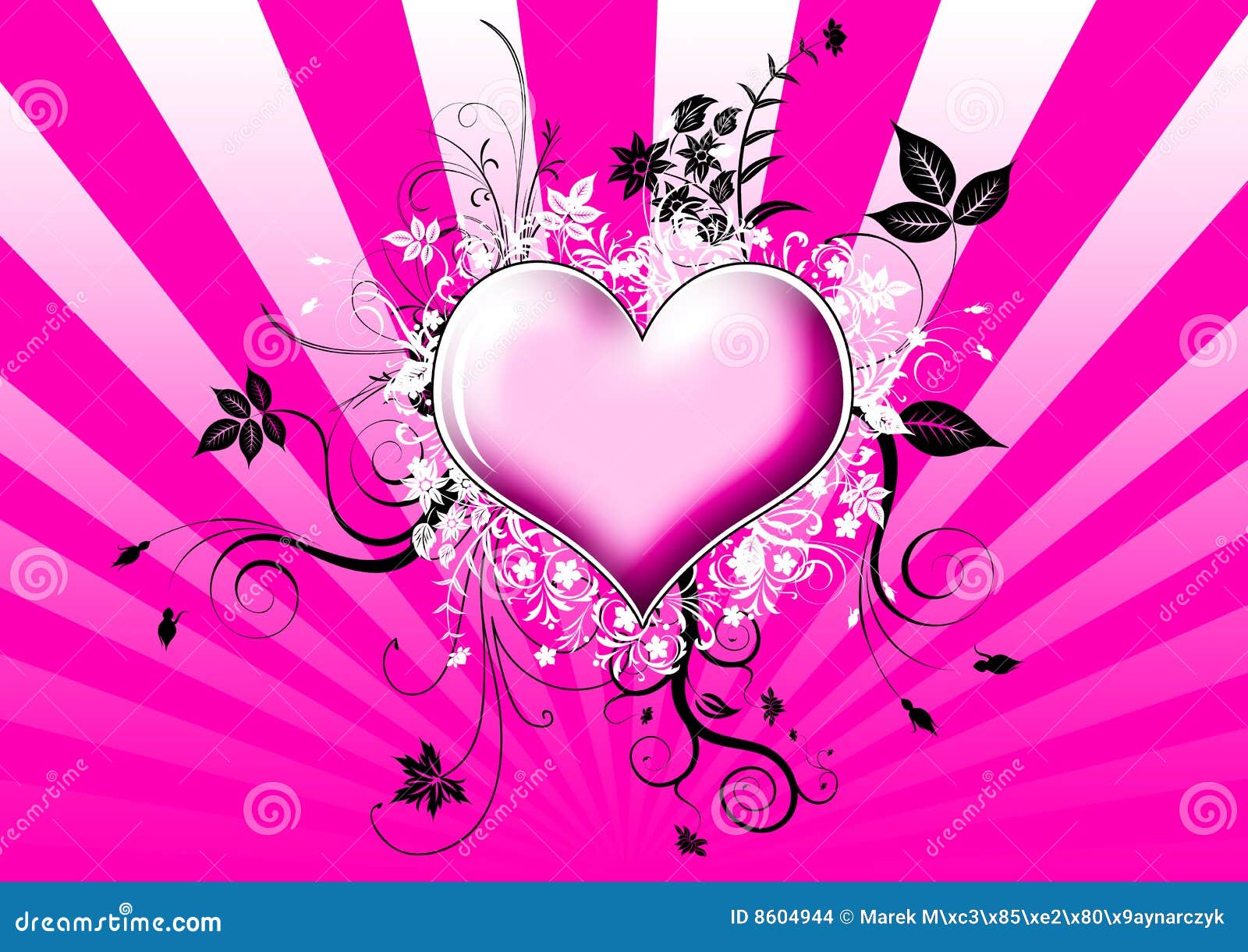 Heart with flowers. Valentines Day background with Heart and flowers