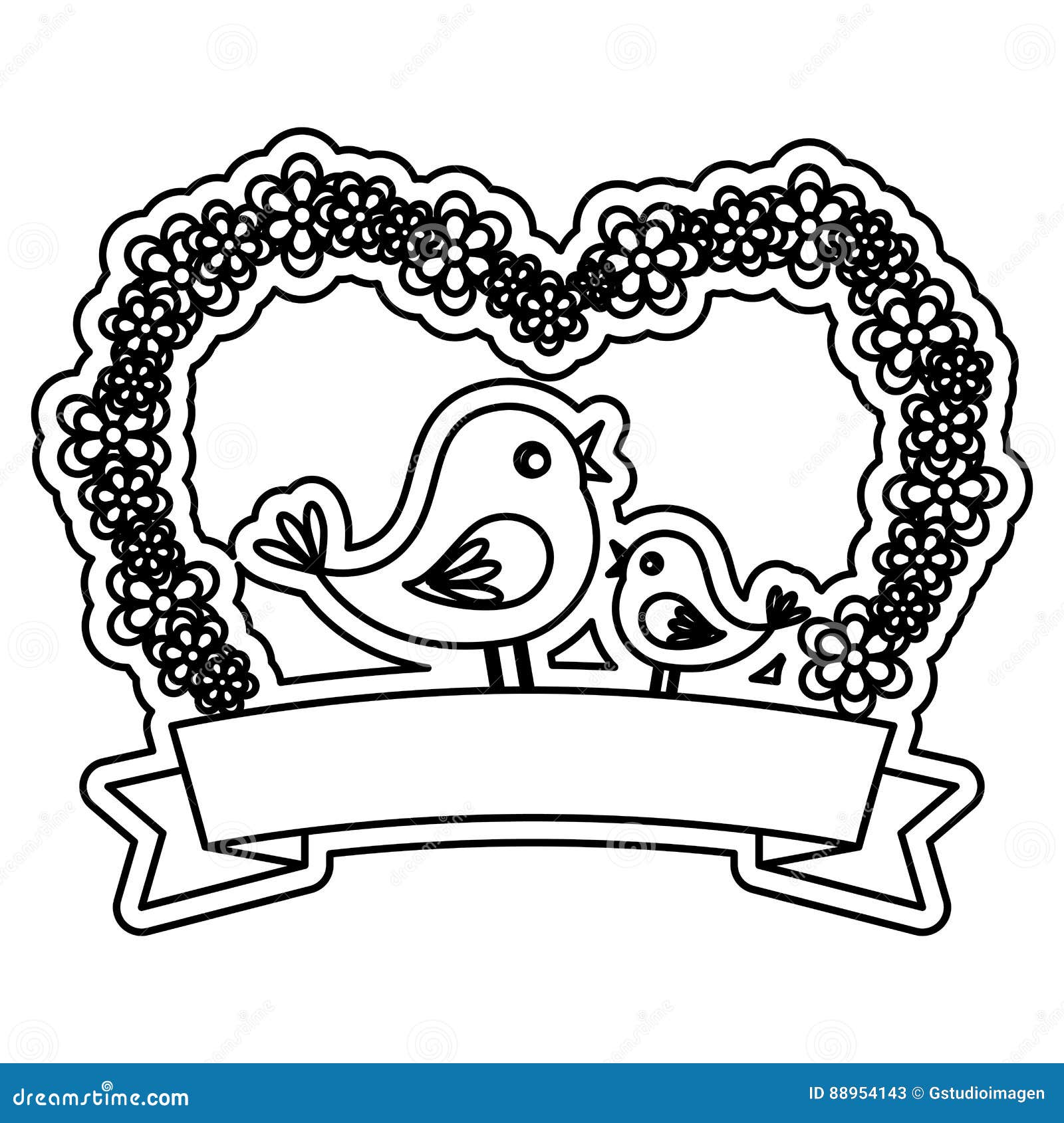 Heart and flowers design stock vector. Illustration of love 88954143