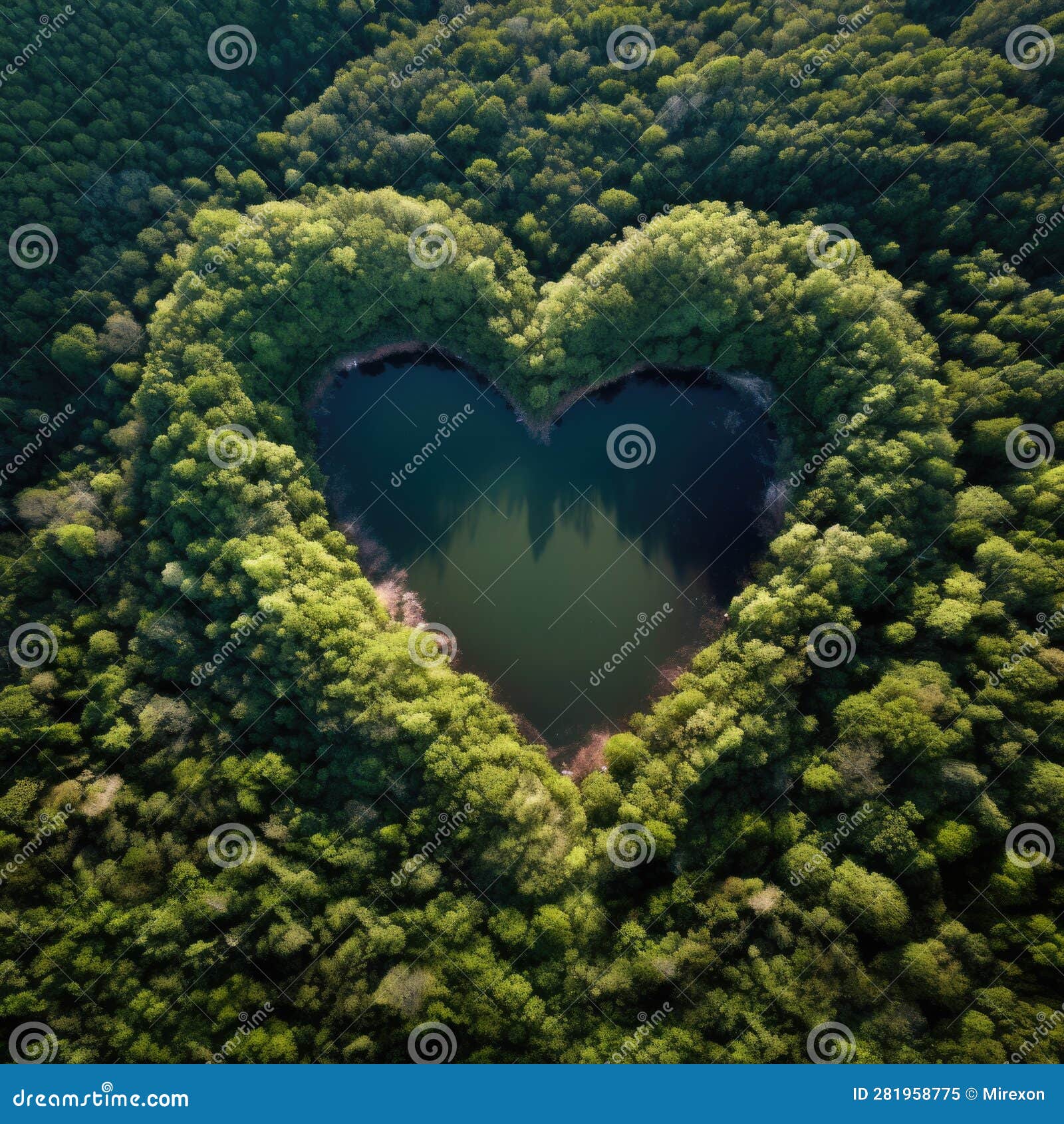 Heart Forest Shape In The Forest From Aerial View In Concept Of