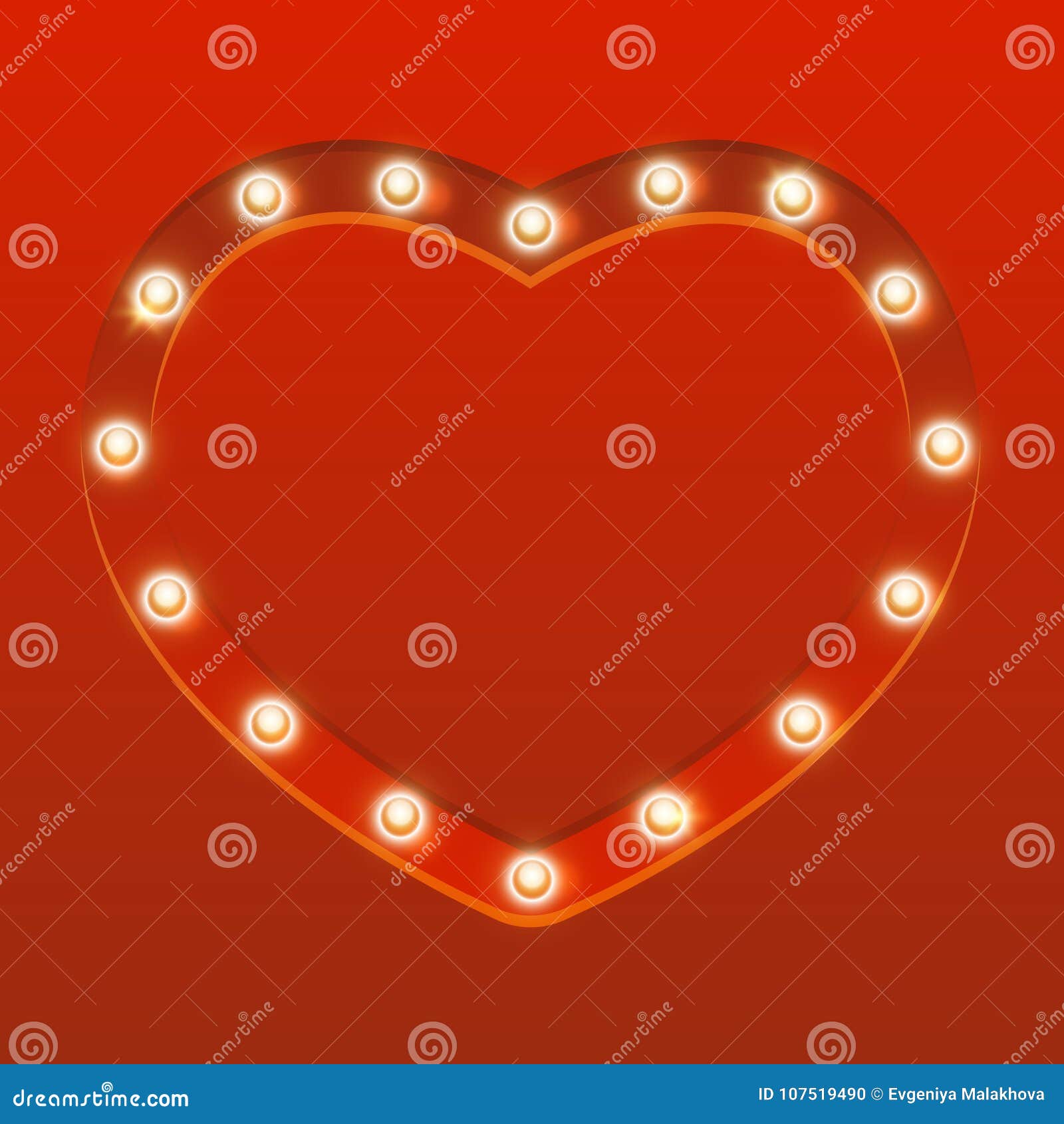 Heart Frame with Light Bulbs Stock Vector Illustration of advertising