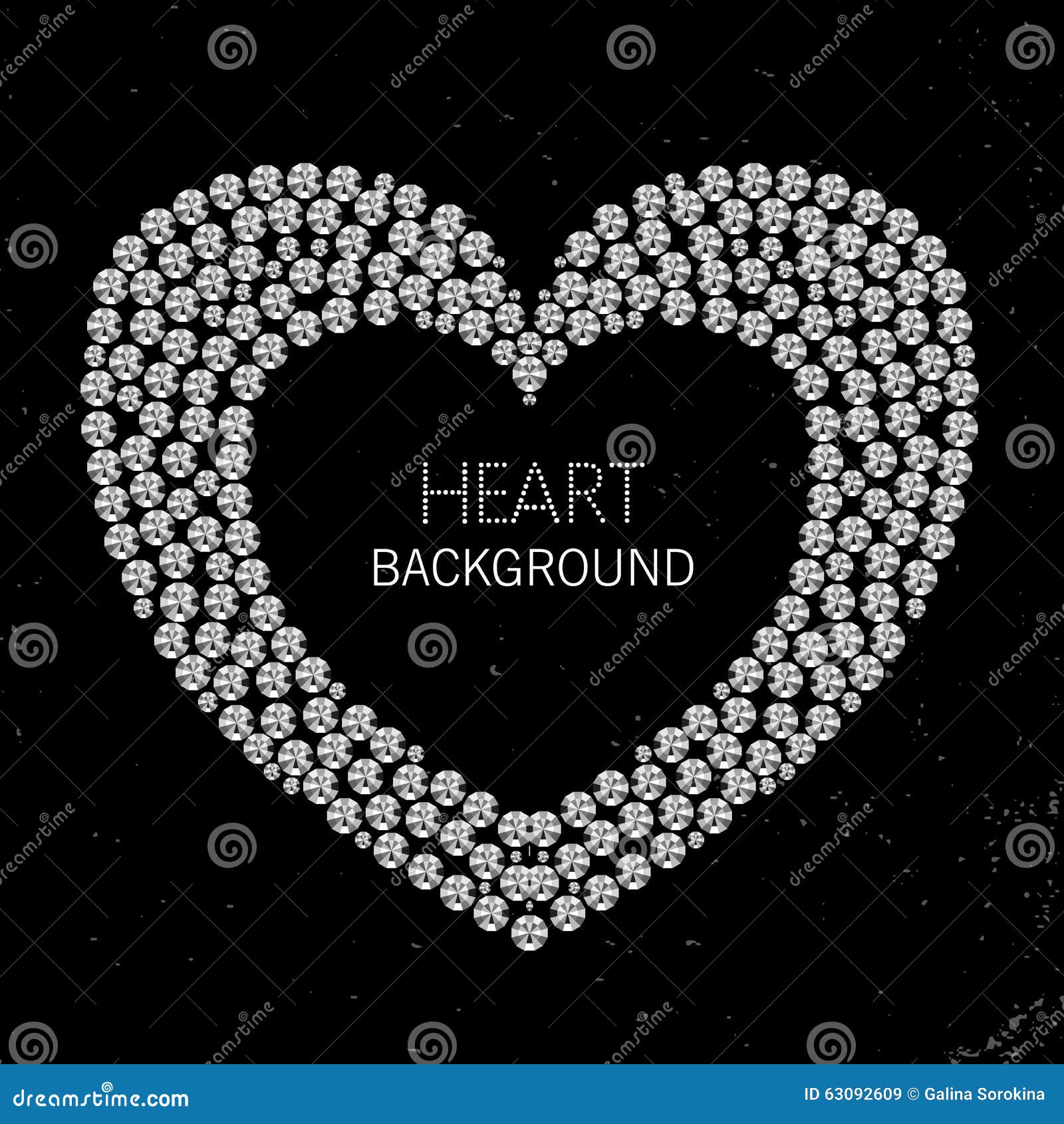 heart frame made of diamonds or rhinestones