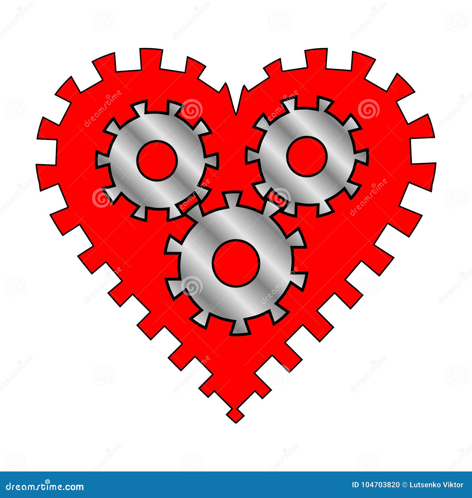 Heart with gears stock illustration. Illustration of factory 104703820