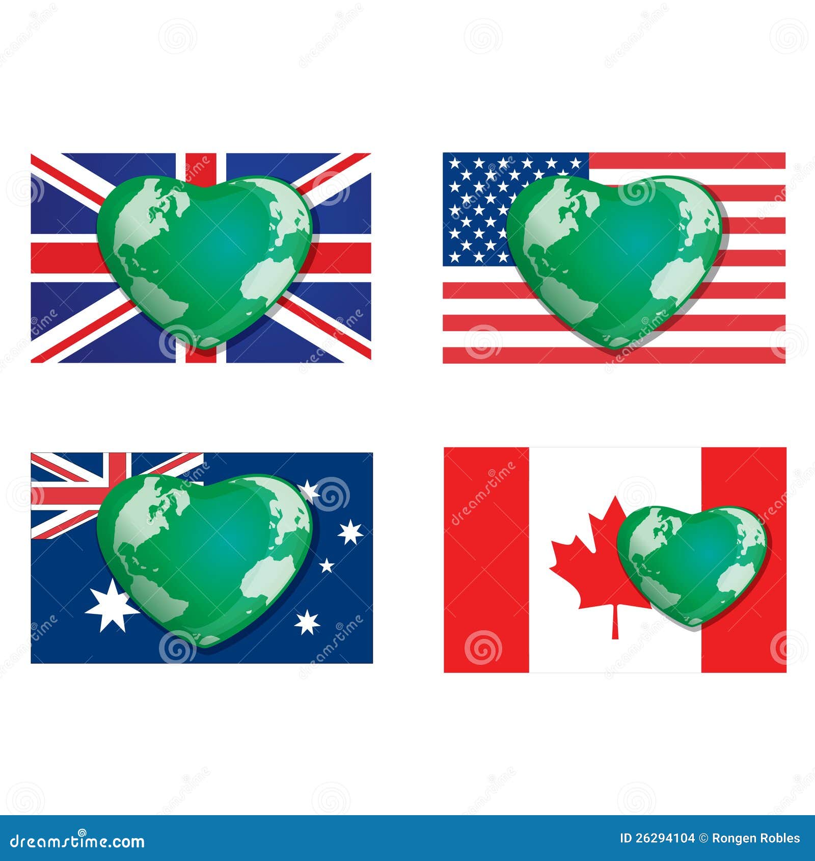 Heart globe flags stock illustration. Illustration of support 26294104