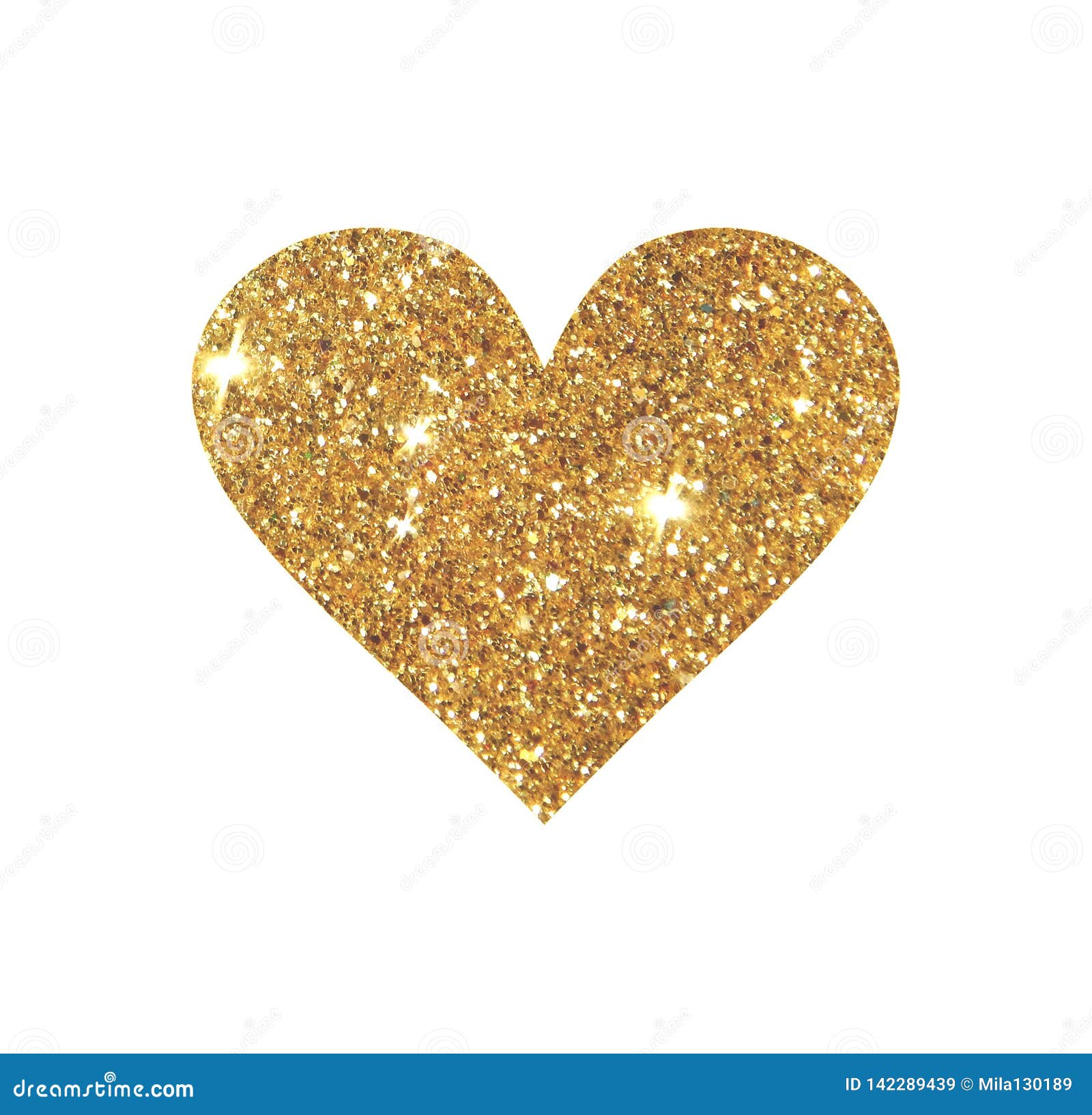 Heart With Gold Glitter Isolated On White Background Can Be Used As