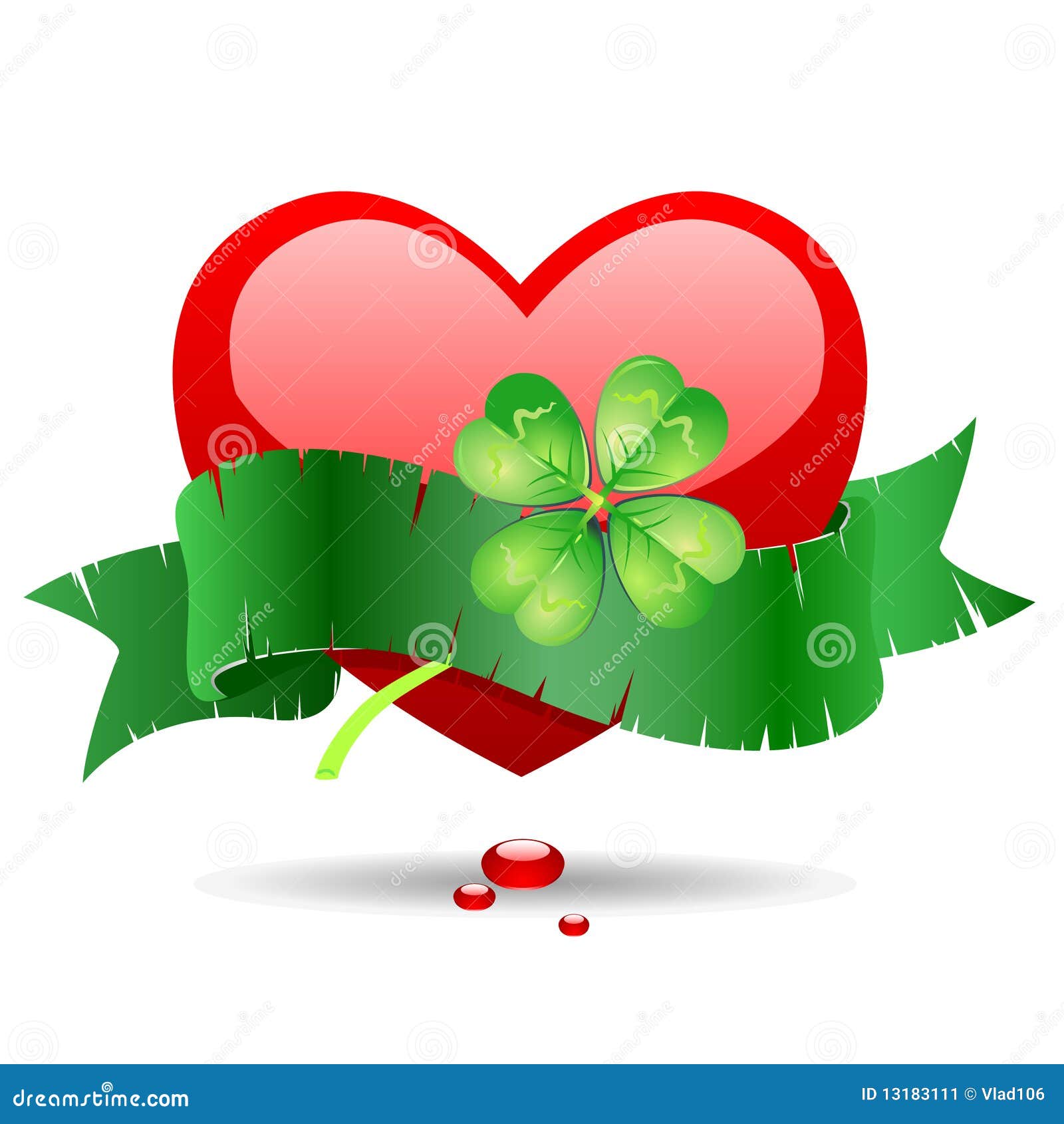 Heart with green ribbon. stock vector. Illustration of abstract 13183111