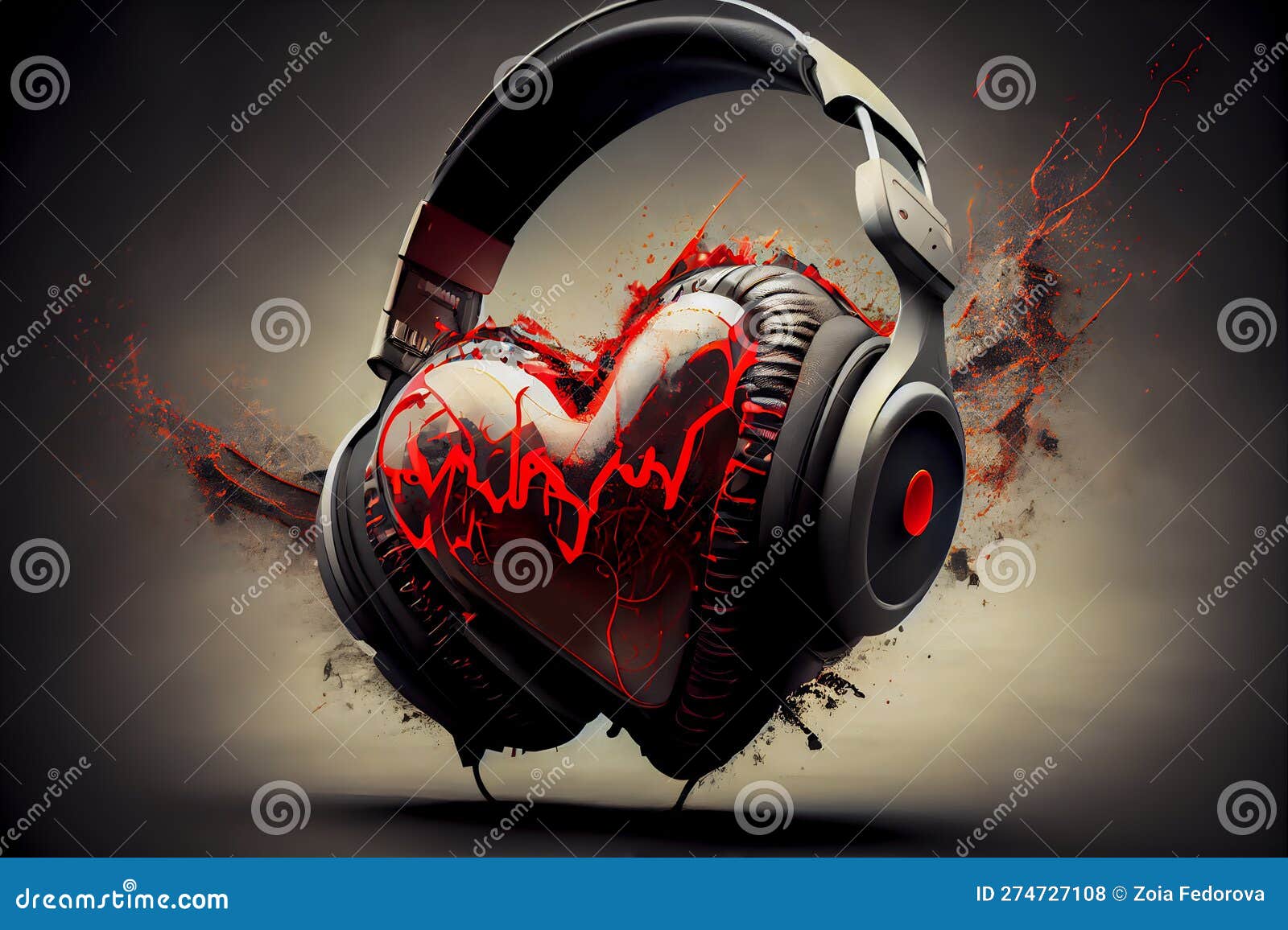 Heart with Headphones stock illustration. Illustration of valentine