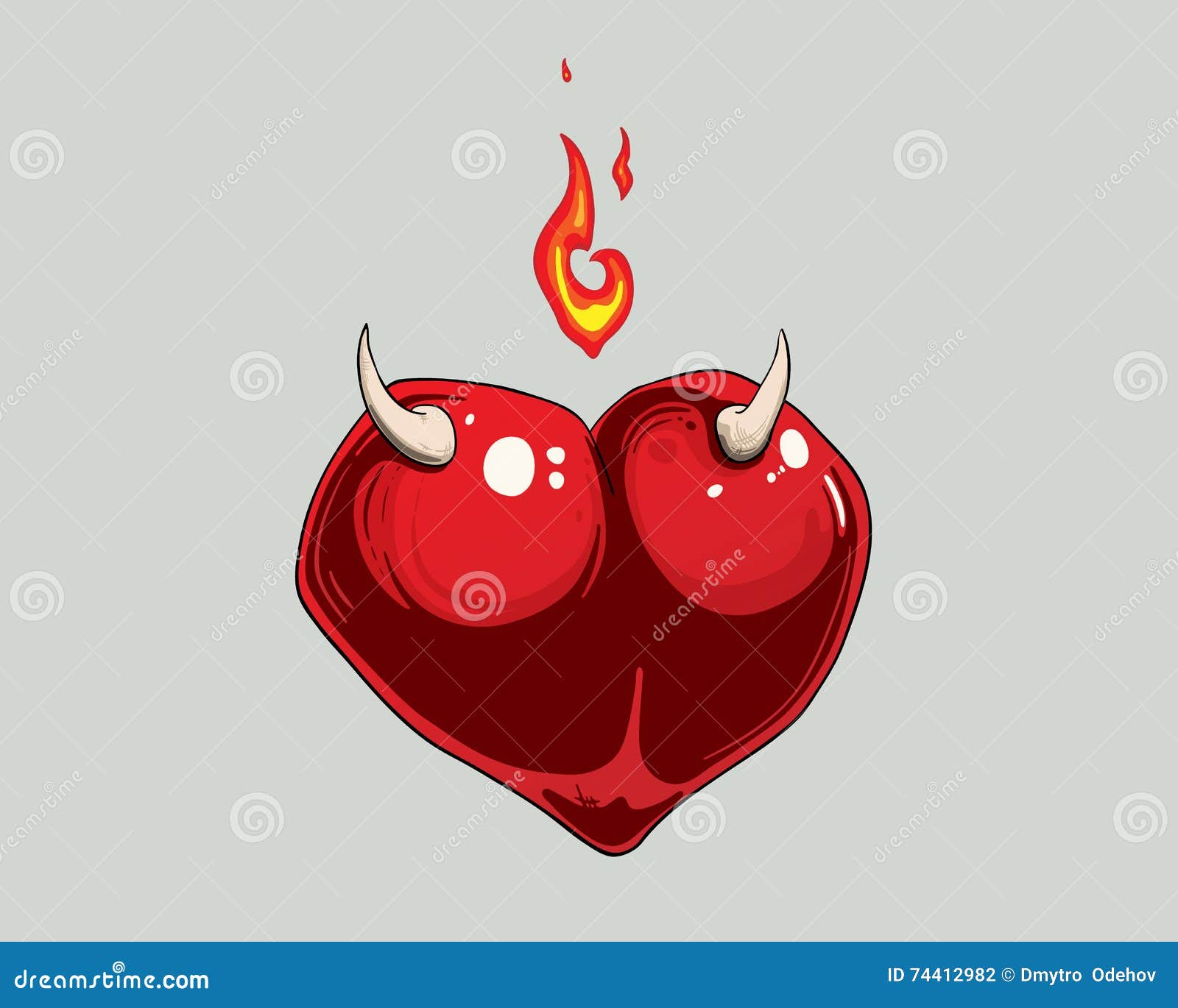 Heart with horns stock vector. Illustration of horns 74412982