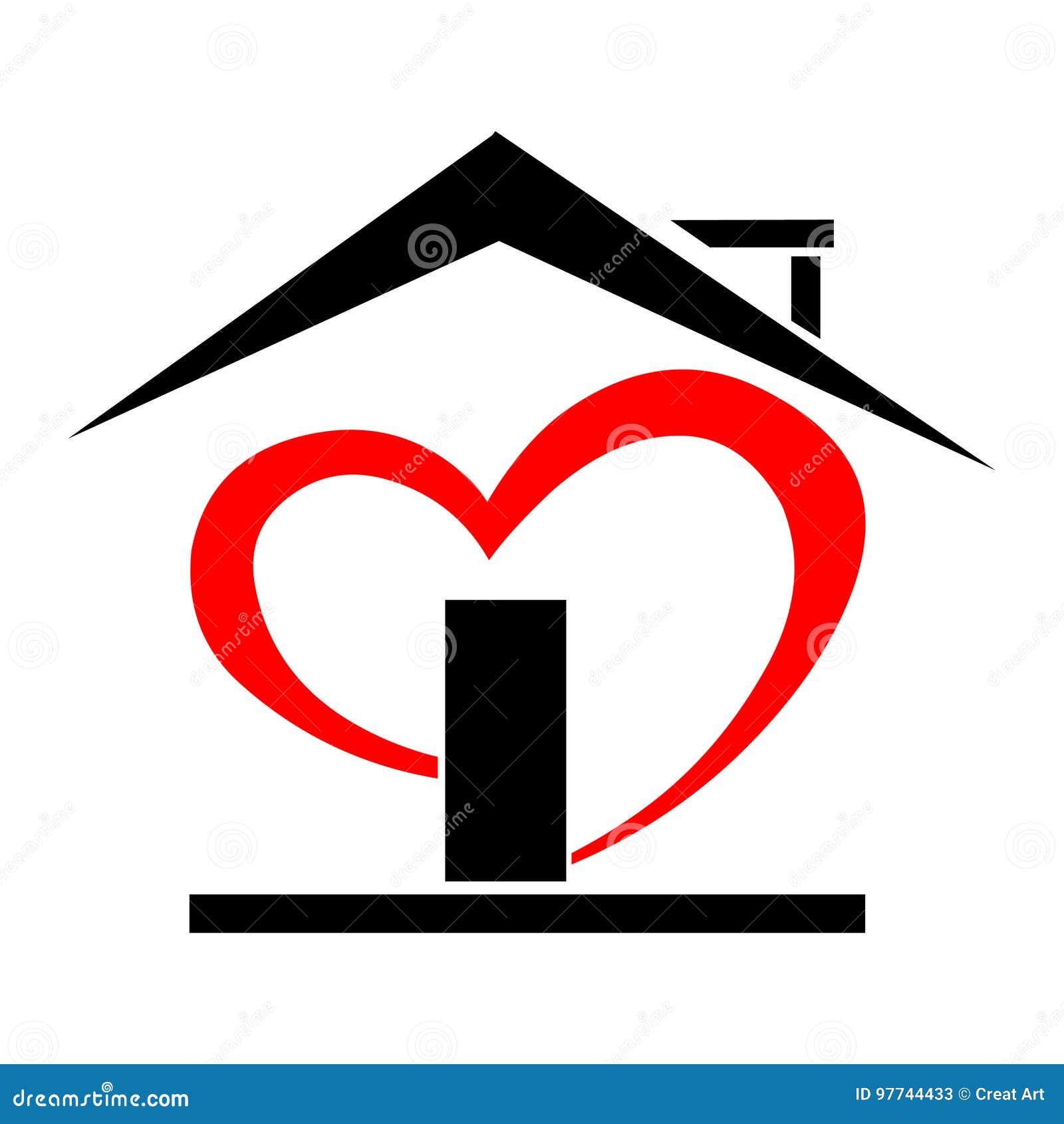 House And Heart Swoosh Logo Vector Illustration