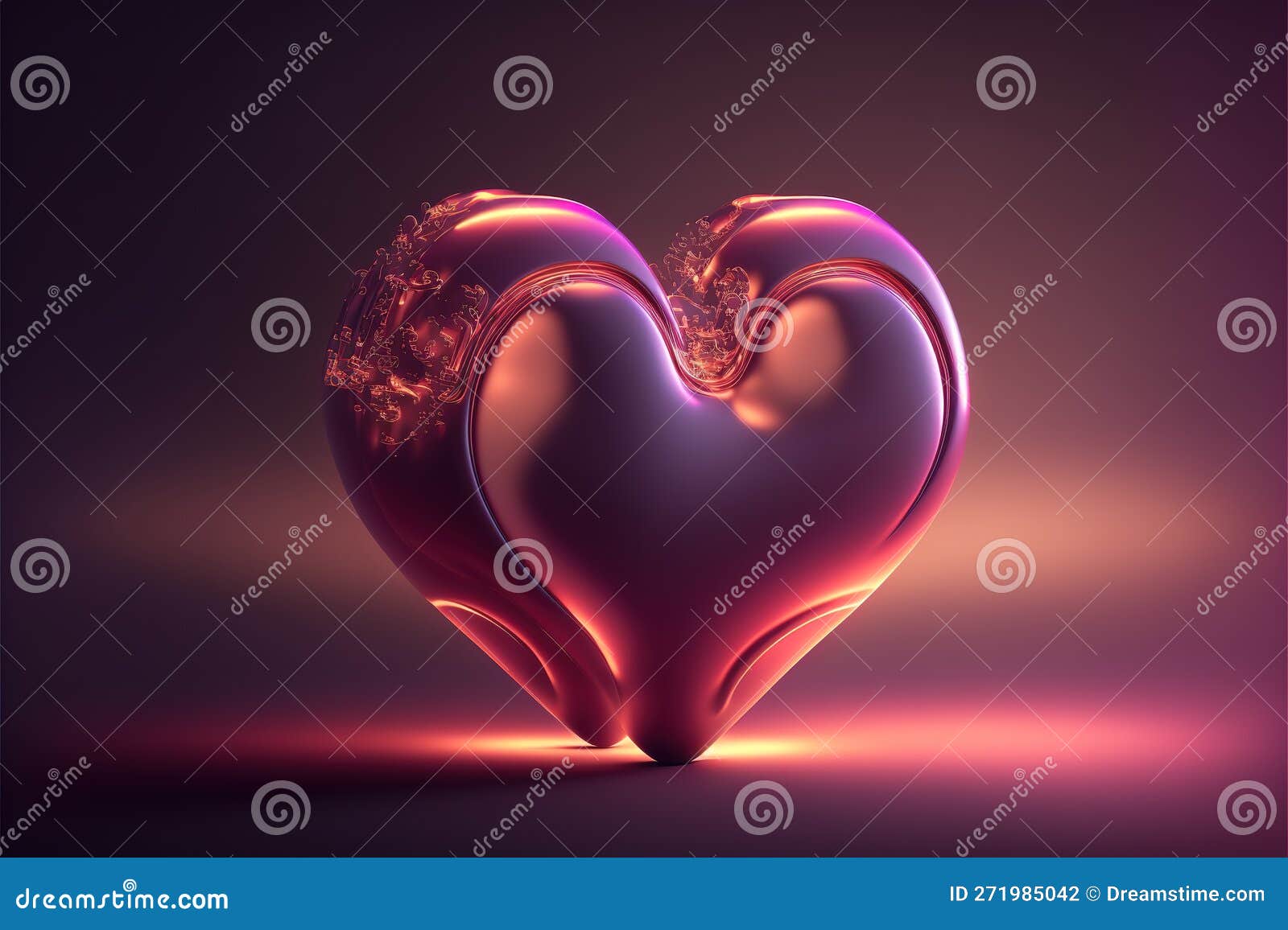 Heart. Illustration of Love. 3D Render of Big Hearth Shape with Glowing