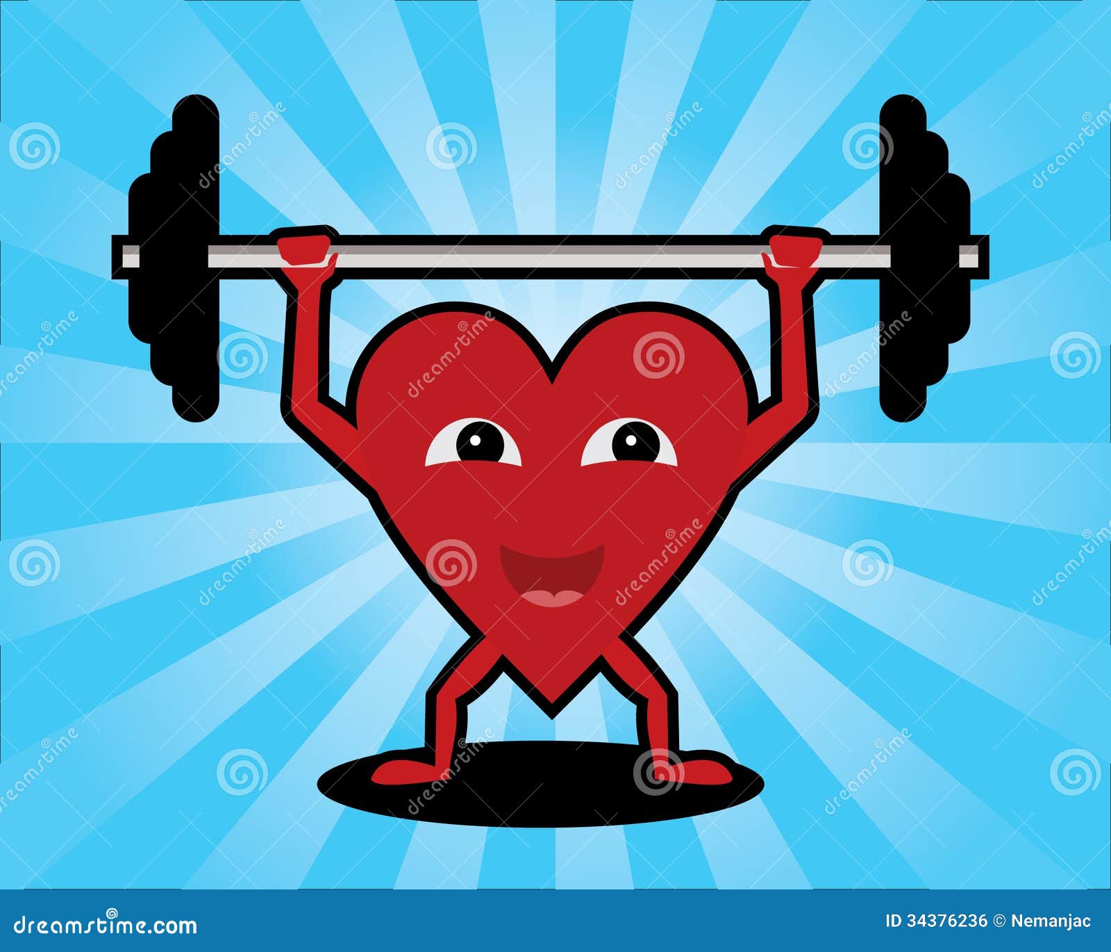 Heart lifting weights stock vector. Illustration of happy 34376236
