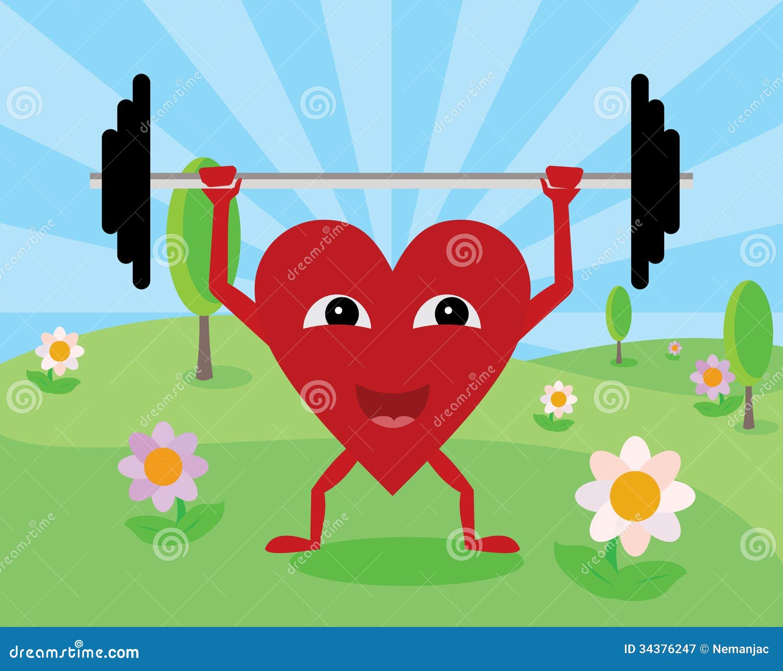 Heart lifting weights stock vector. Illustration of greeting 34376247