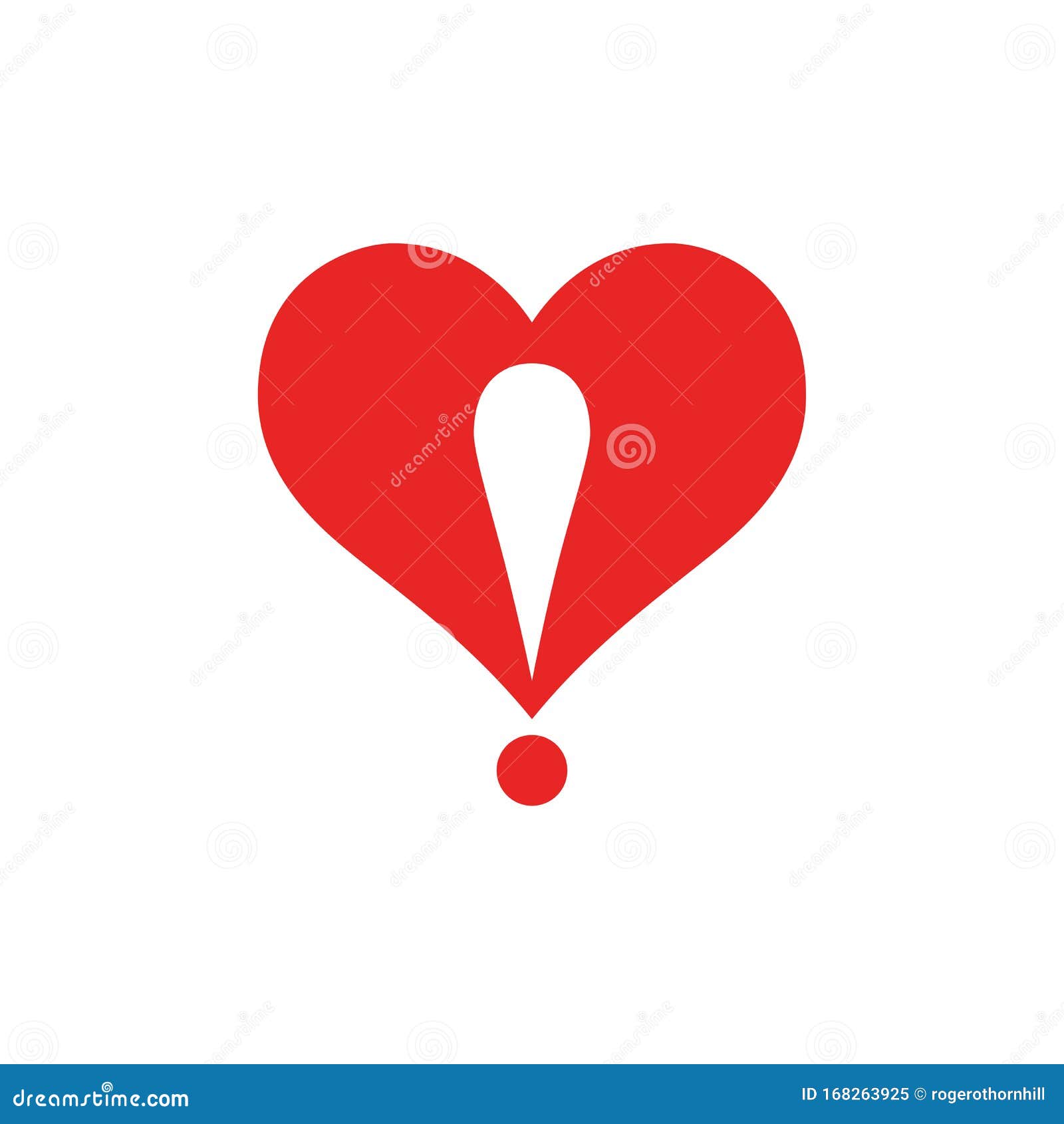 heart logo with an exclamation point incorporated into . love, dating, or valentine concept.