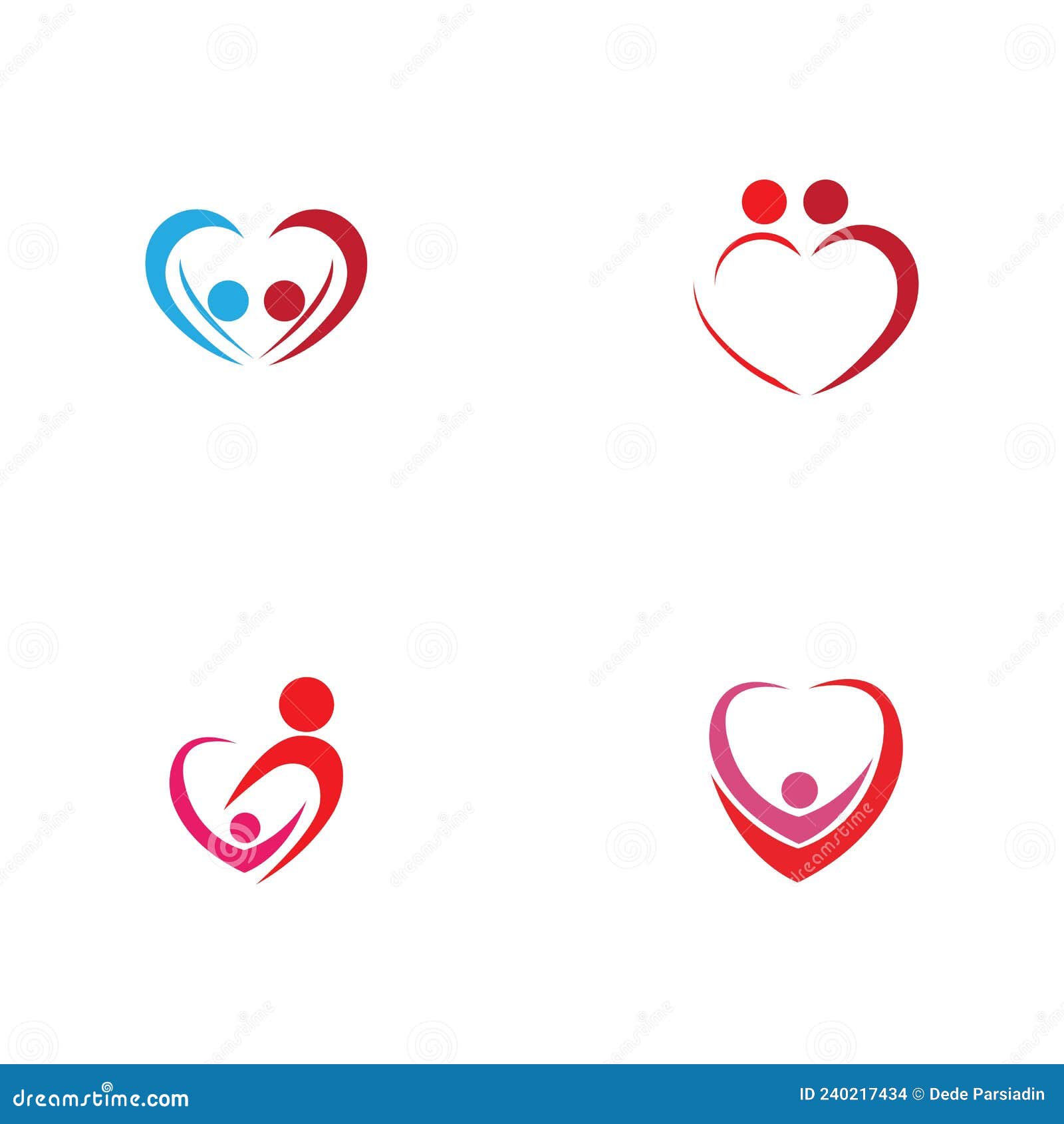 Heart Logo and People Design, Charity and Support Vector Concept, Love ...