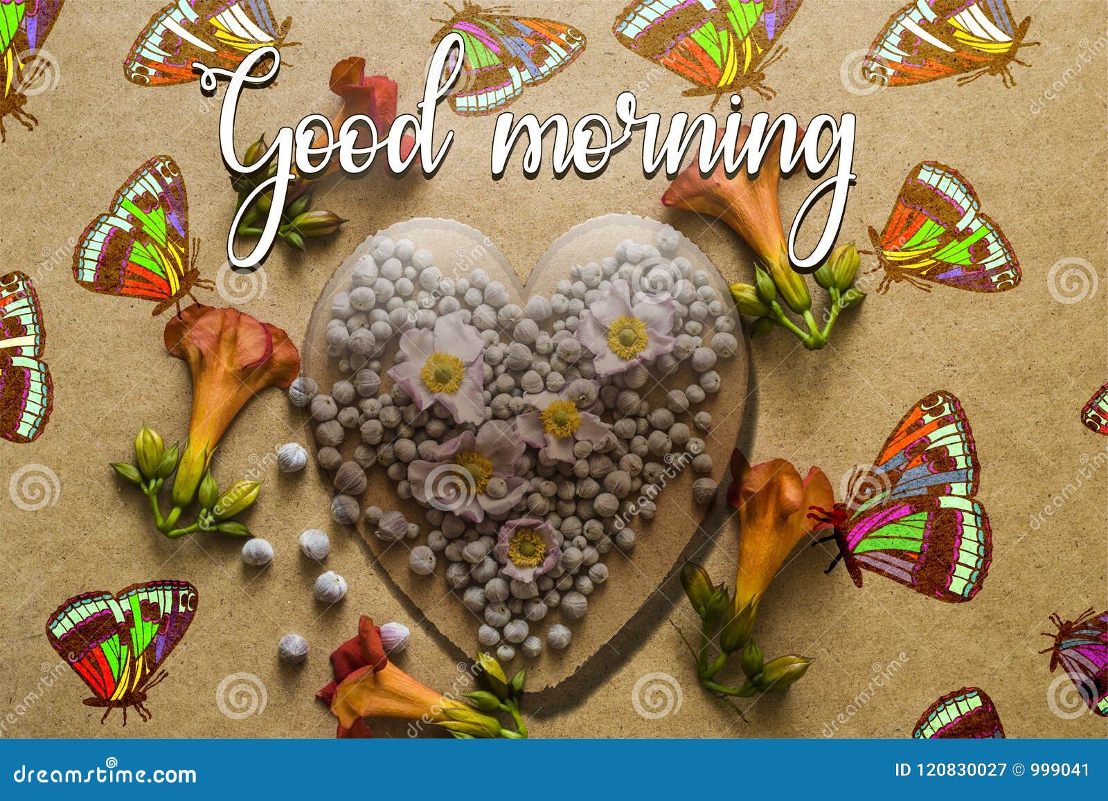 Good Morning Flower Buds Card Illustration Stock Image Image Of