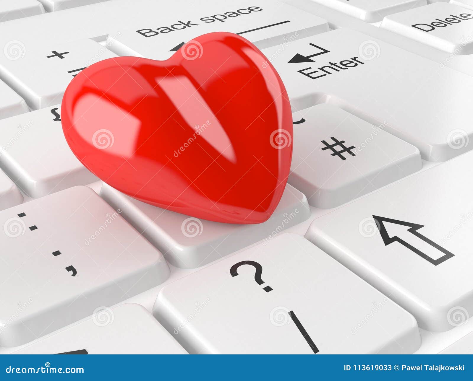 Heart Lying on Computer Keyboard Stock Illustration Illustration of