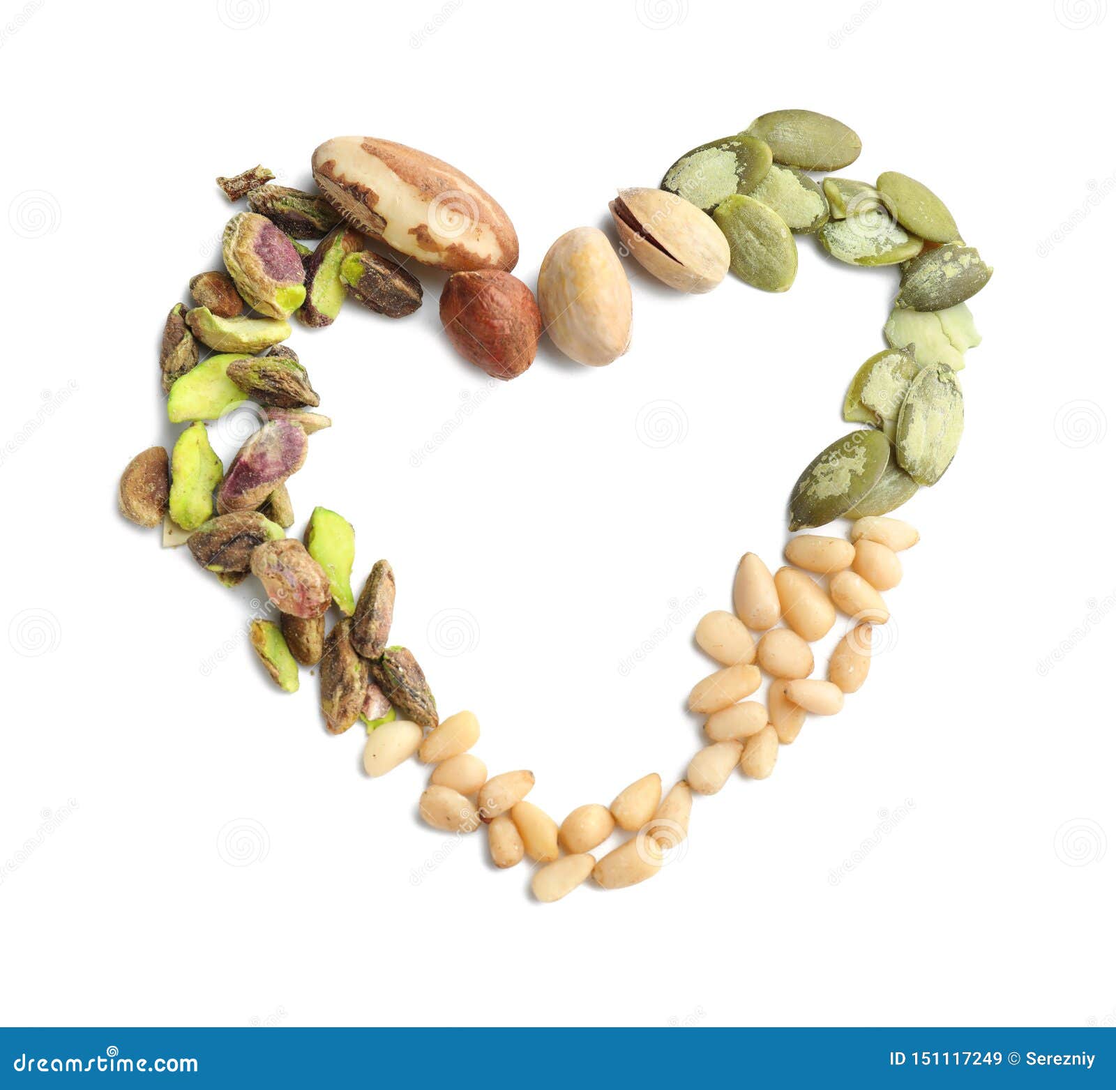Heart Made of Different Nuts on White Background Stock Image Image of