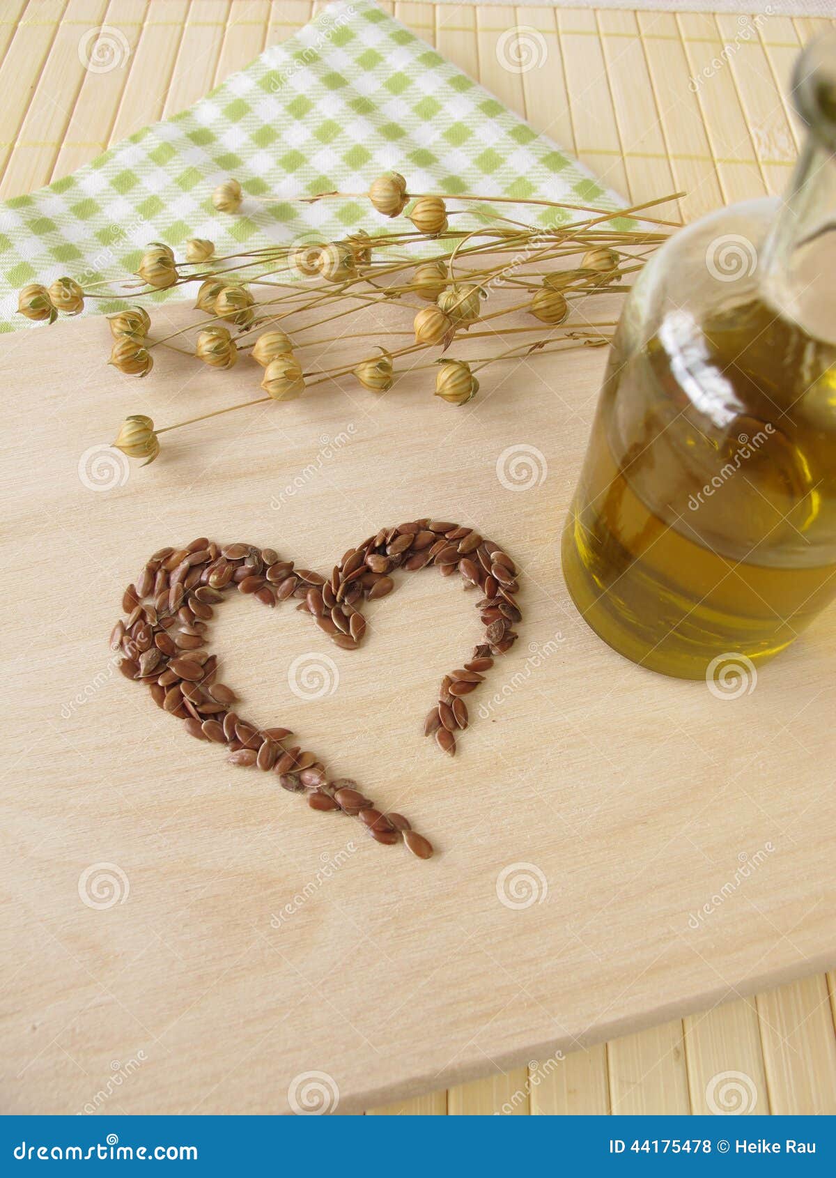 Heart Made of Linseed and Flaxseed Oil Stock Photo Image of bottle