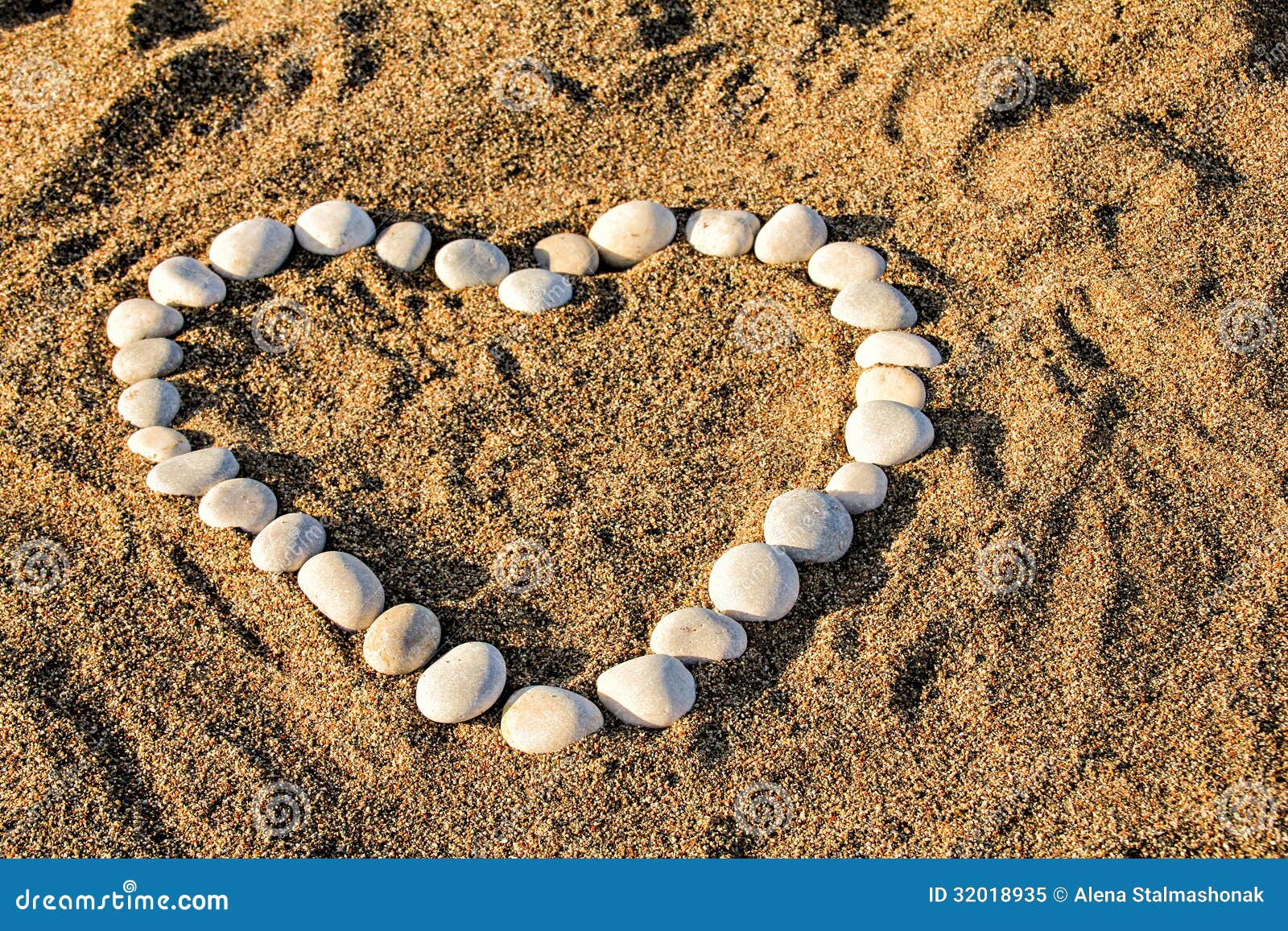 Heart Made with Pebbles on the Beach Stock Image Image of
