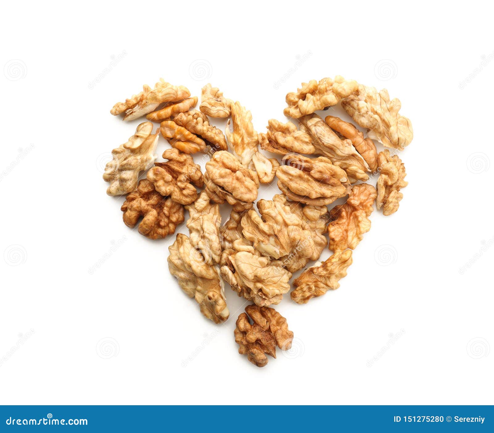 Heart Made of Peeled Walnuts on White Background Stock Photo Image of
