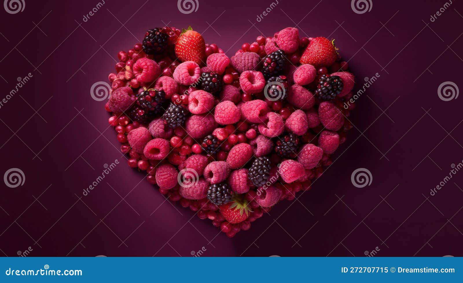 red fruit heart for mother's day and valentine's day, generative ai