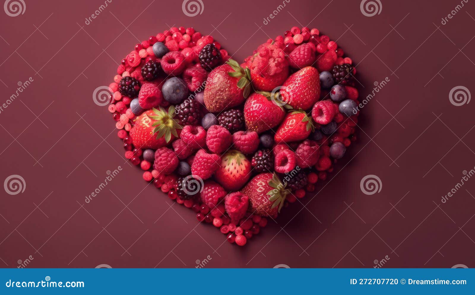 red fruit heart for mother's day and valentine's day, generative ai