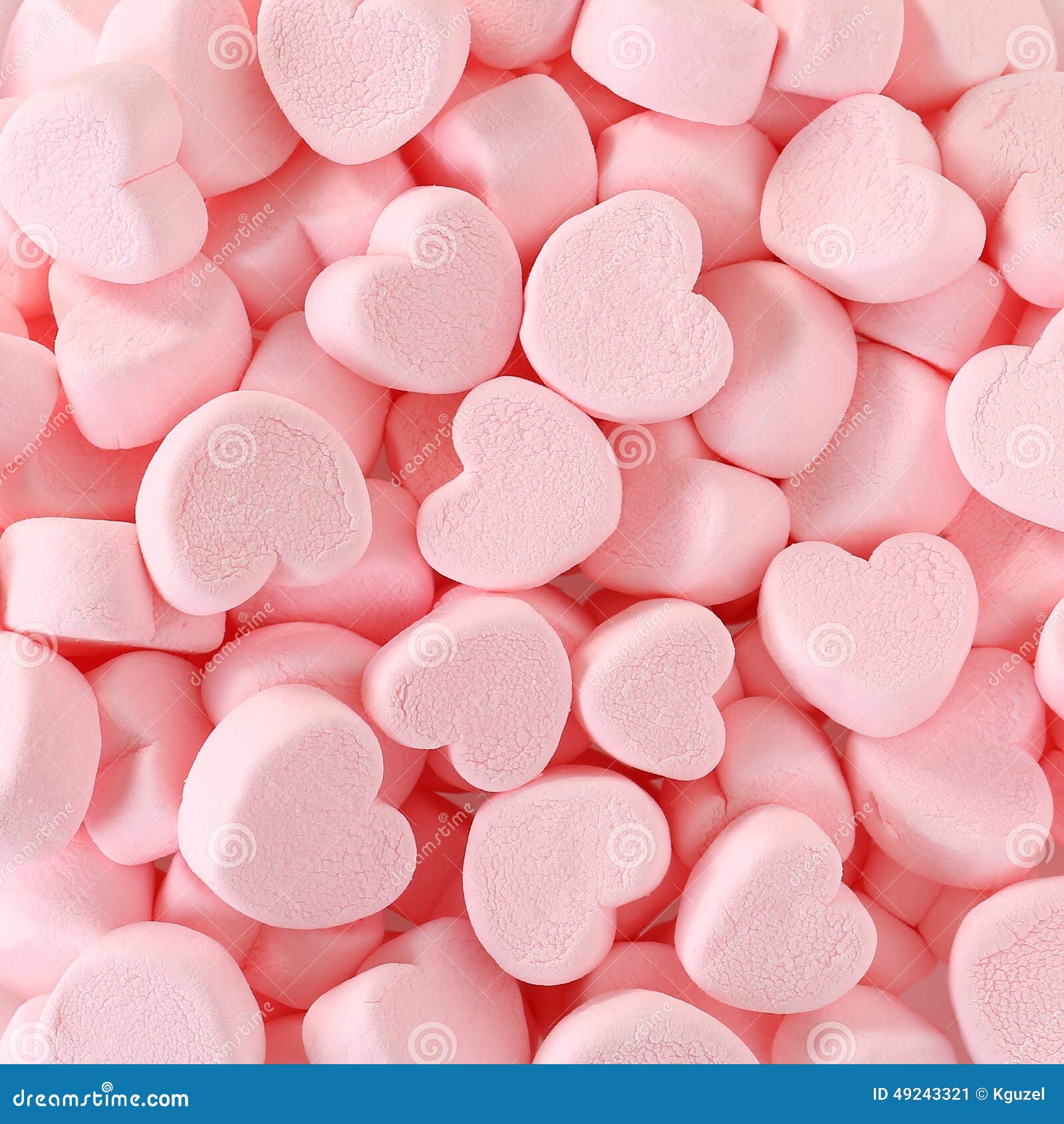 Pink Heart Shaped Marshmallows Background Stock Photo, Picture and