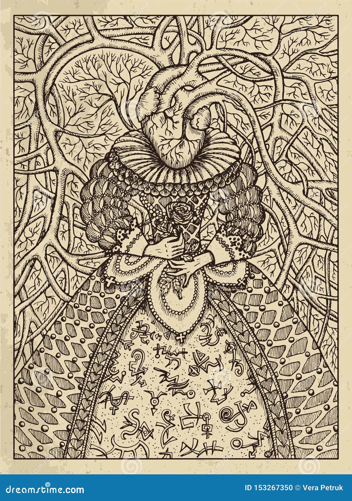 heart. mystic concept for lenormand oracle tarot card