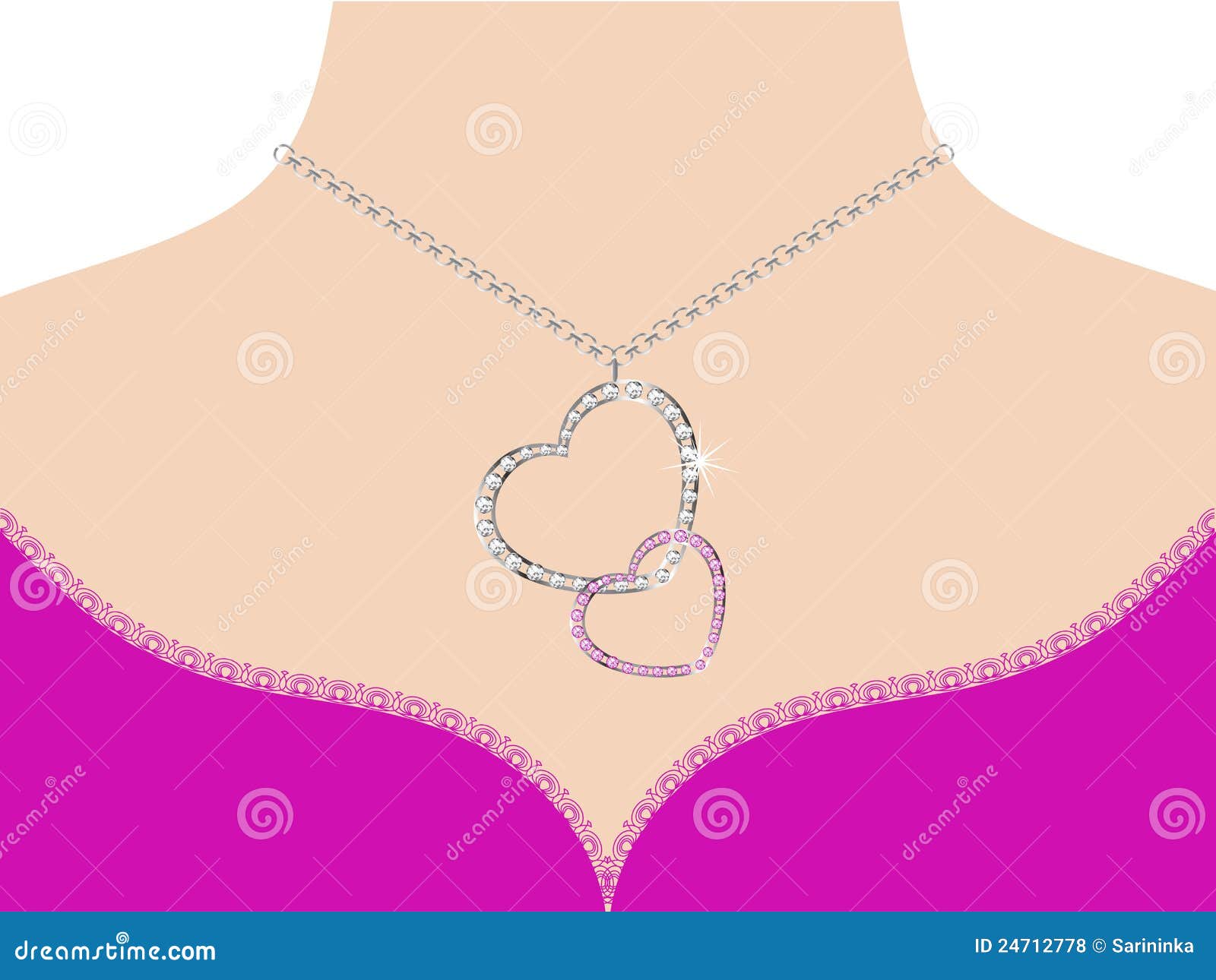 Heart necklace stock vector. Illustration of jewelry 24712778