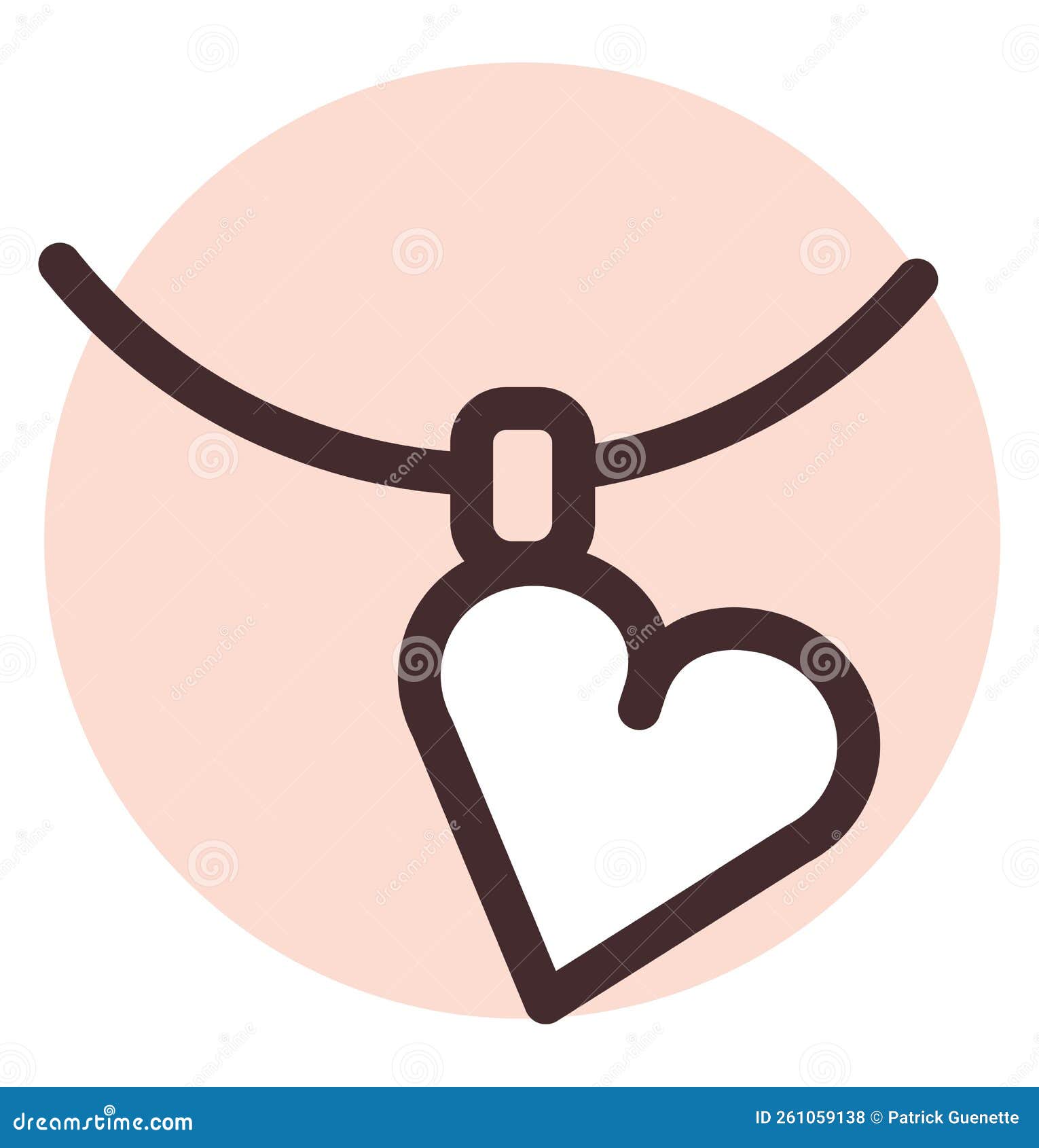 Heart necklace, icon stock vector. Illustration of decoration 261059138