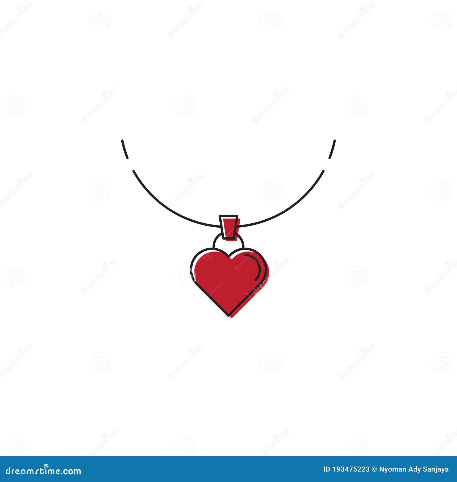 Heart Necklace Vector Icon Symbol Isolated on White Background Stock