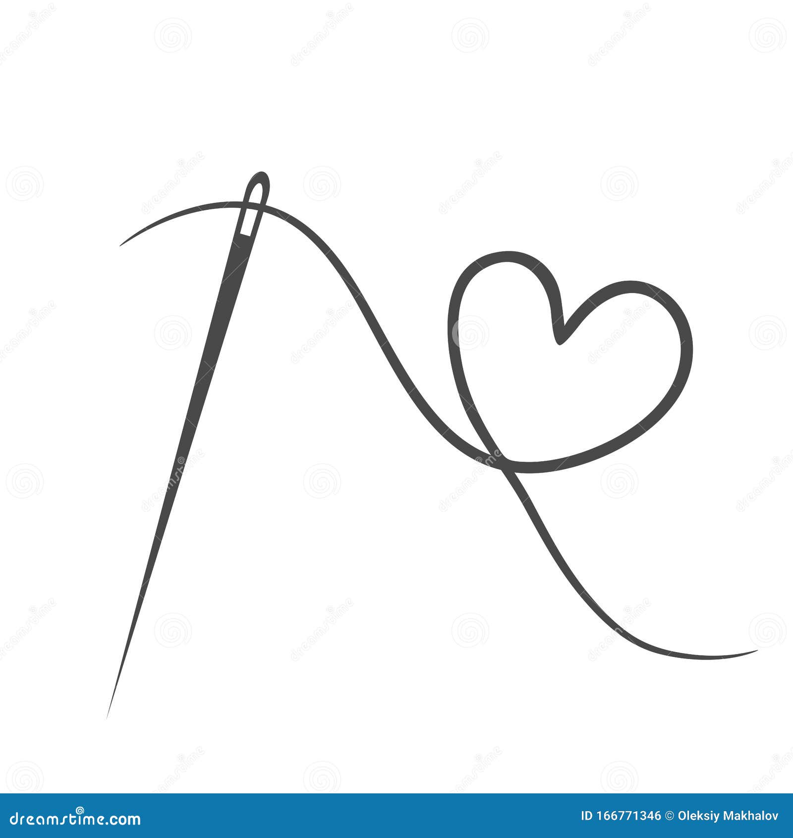 Heart with a Needle Thread Icon for Design on White. Vector ...