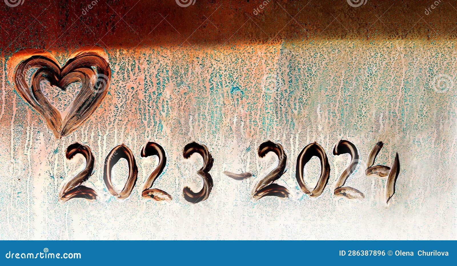 Heart And Numbers 2023,2024. Old 2023 And New 2024 Give Birth To Love