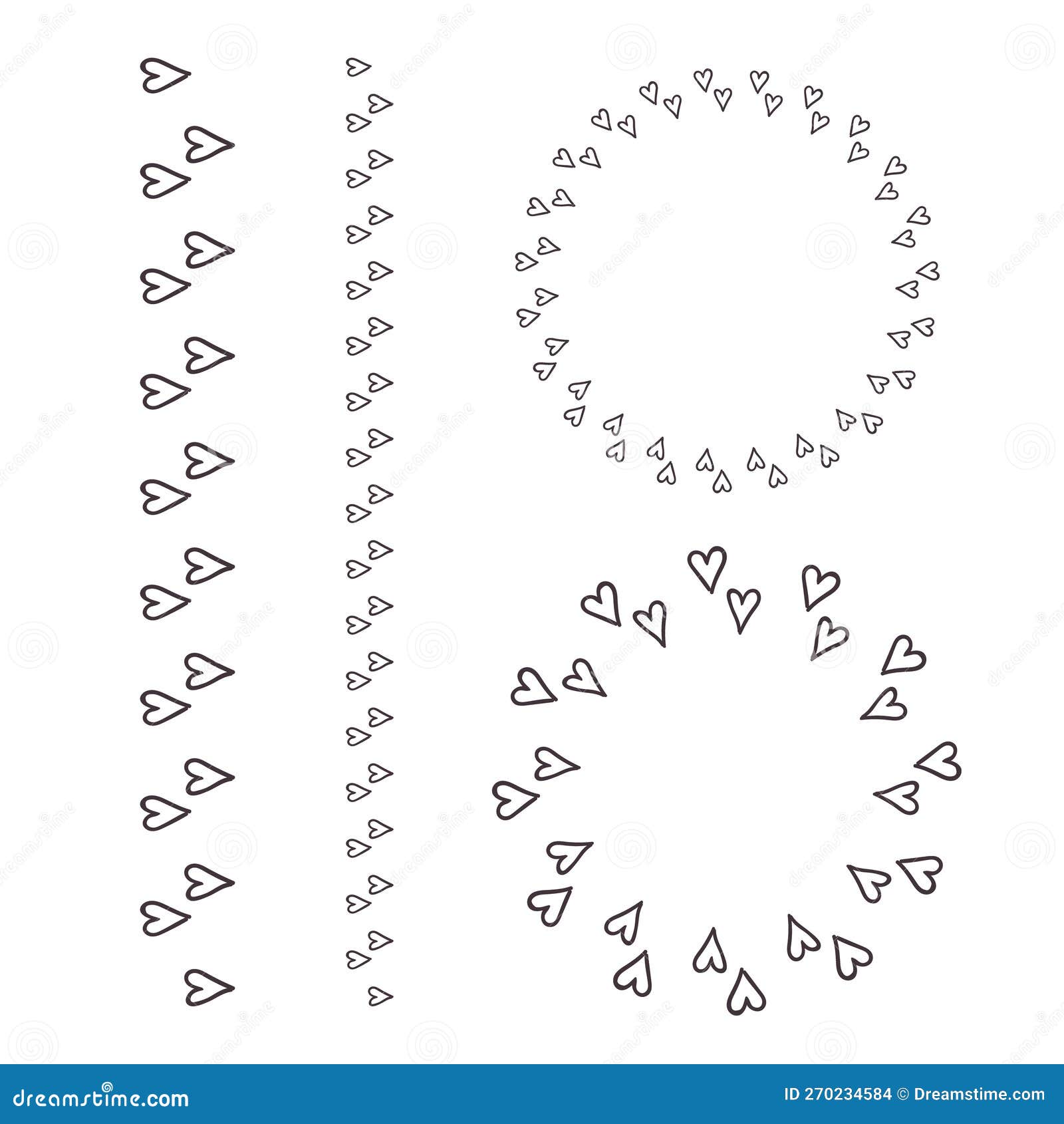 Heart Patterns Line and Circular Heart Decorations Love Brush Symbols