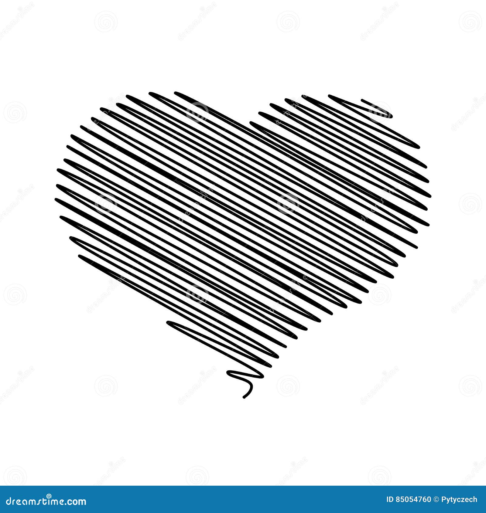 Heart - Pencil Scribble Sketch Drawing In Black On White Background