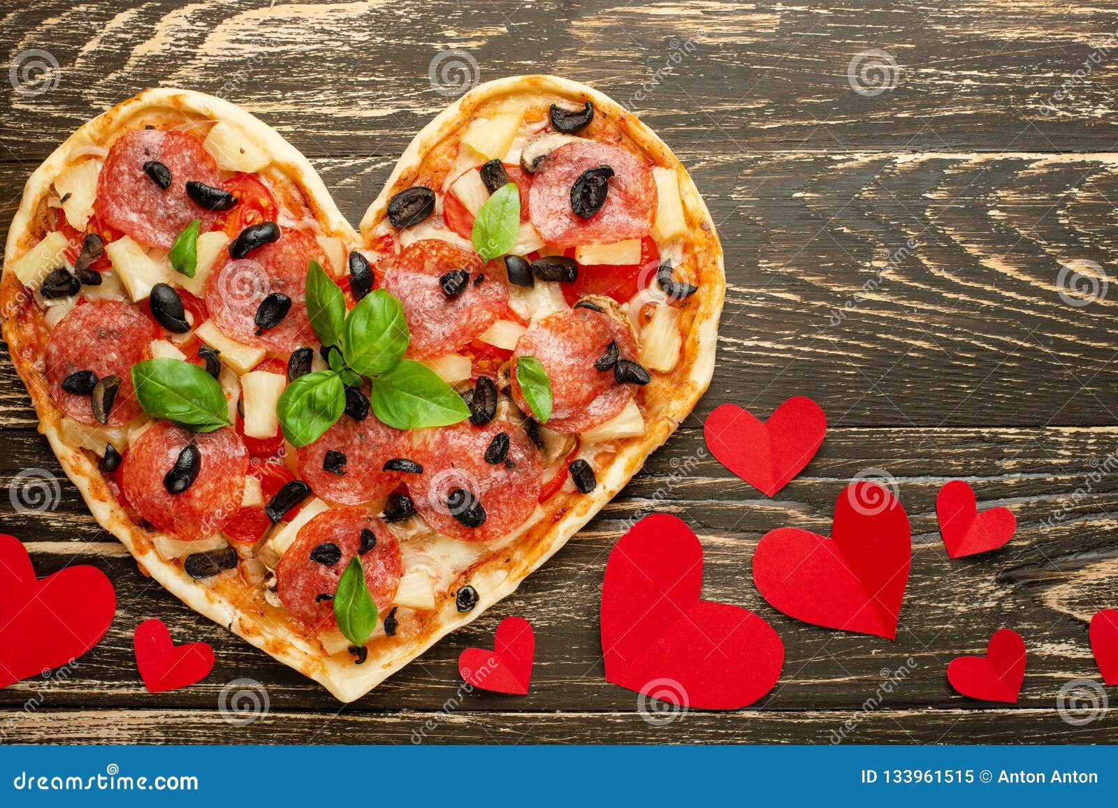 Heart Pizza Love Concept Valentines Day Romantic Dinner Italian Pastry ...