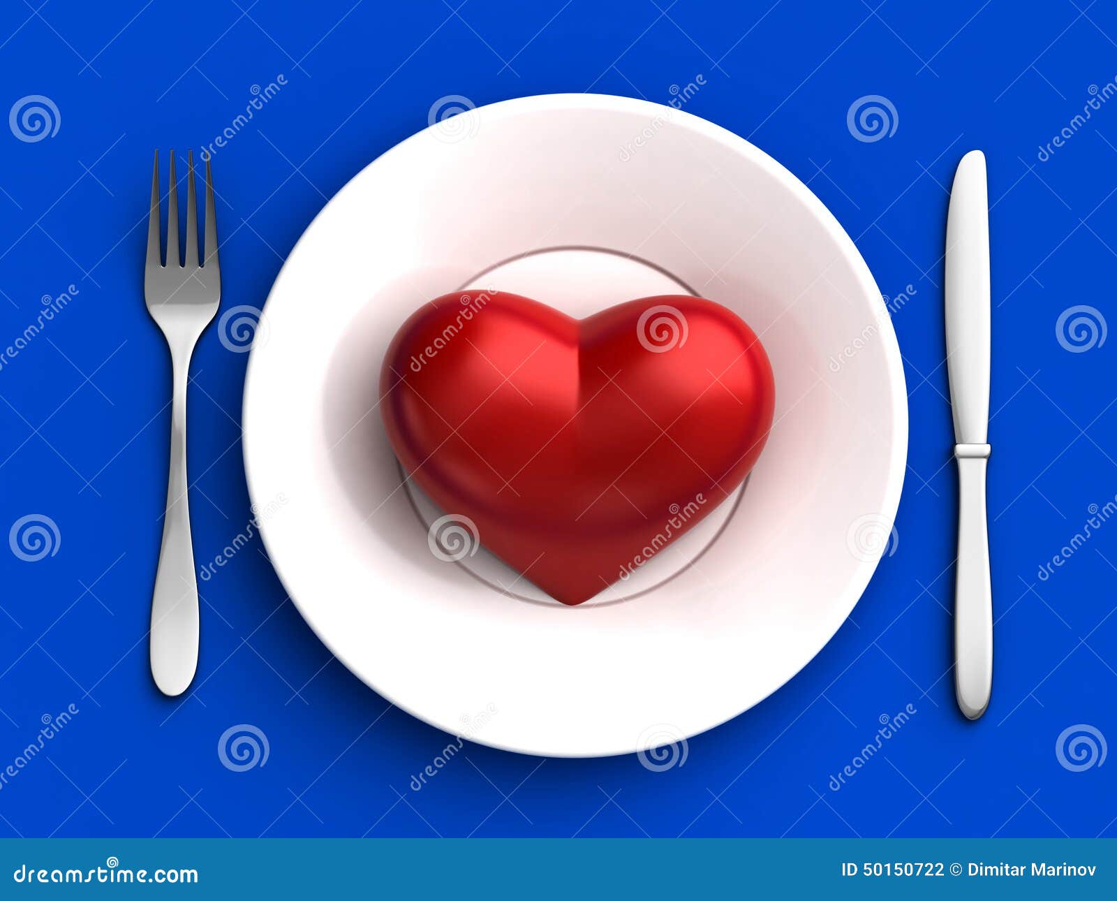 Heart in plate stock illustration. Illustration of fork 50150722