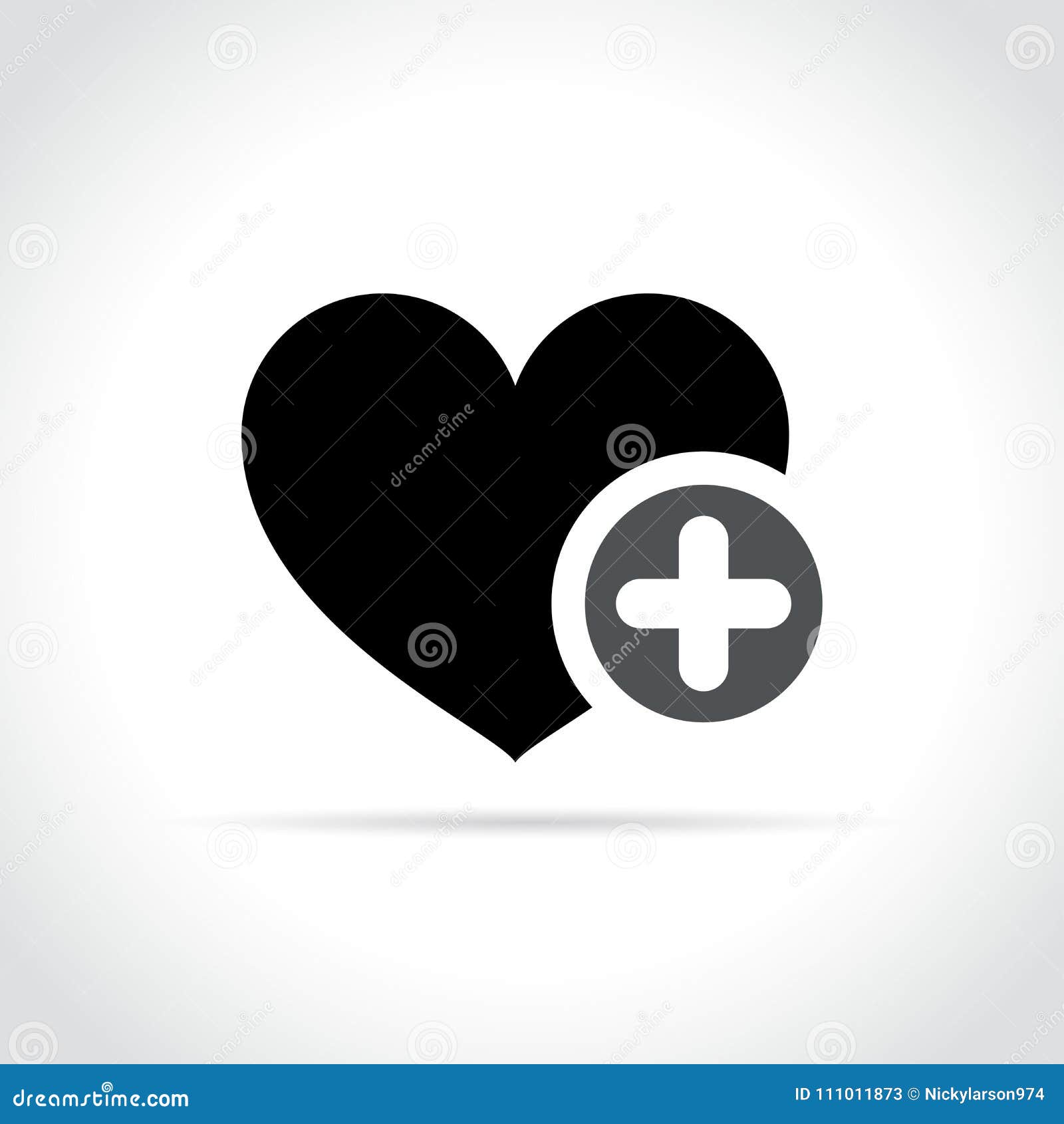 Heart with plus sign icon stock vector. Illustration of white - 111011873