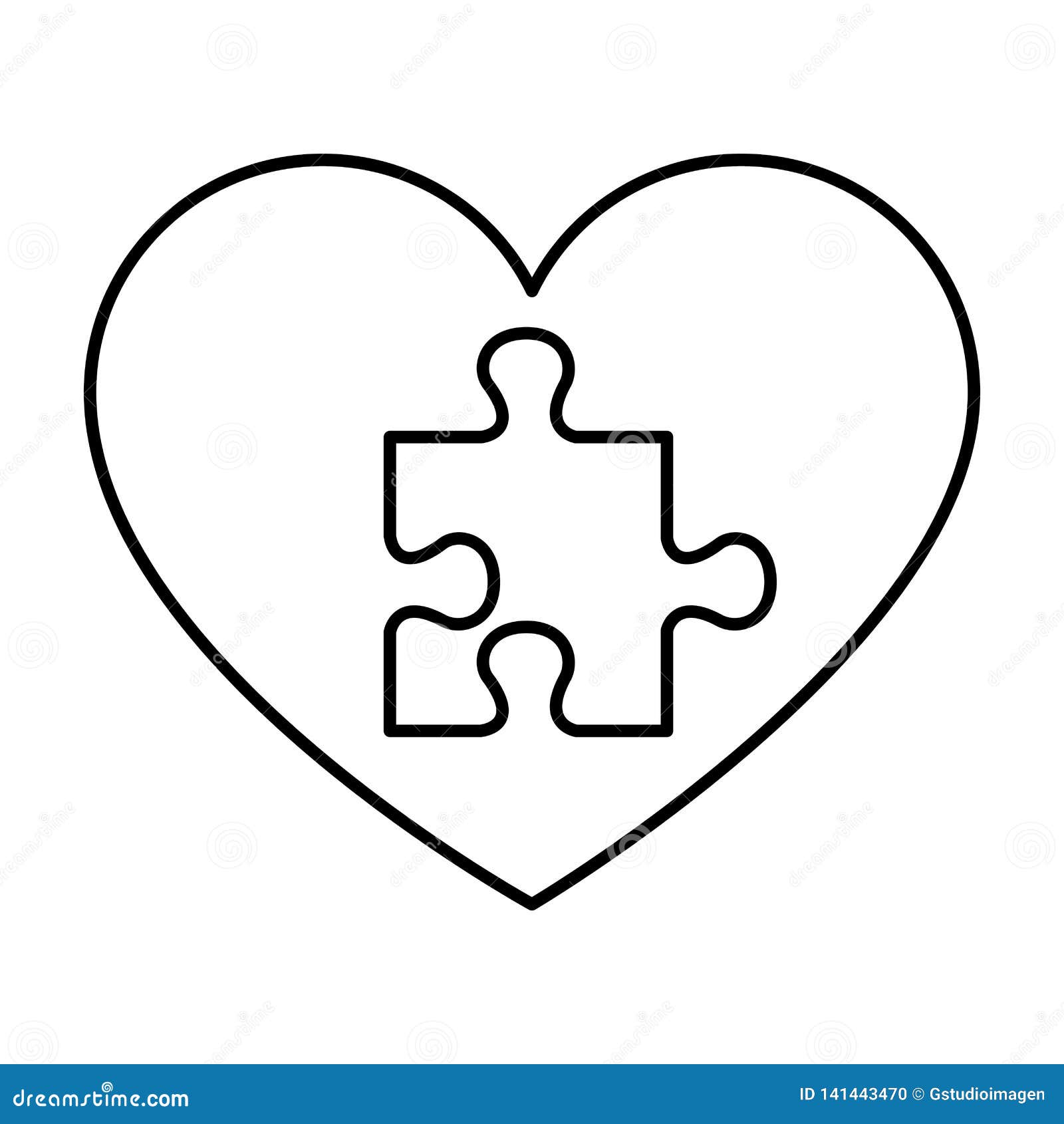 Heart with puzzle pieces stock vector. Illustration of leisure - 141443470