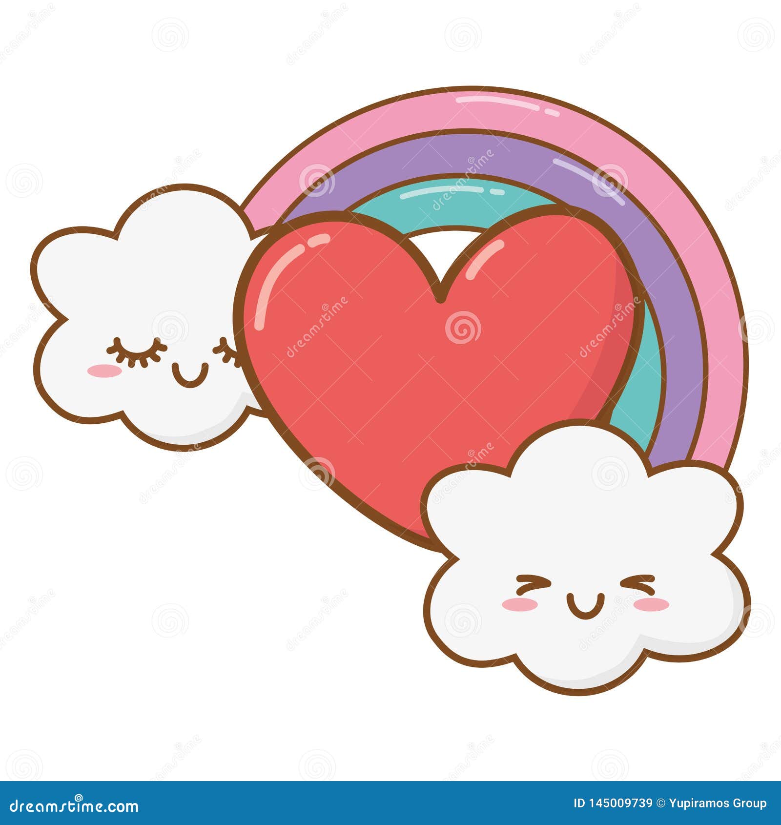 Heart and rainbow with clouds icon cartoon vector illustration graphic design