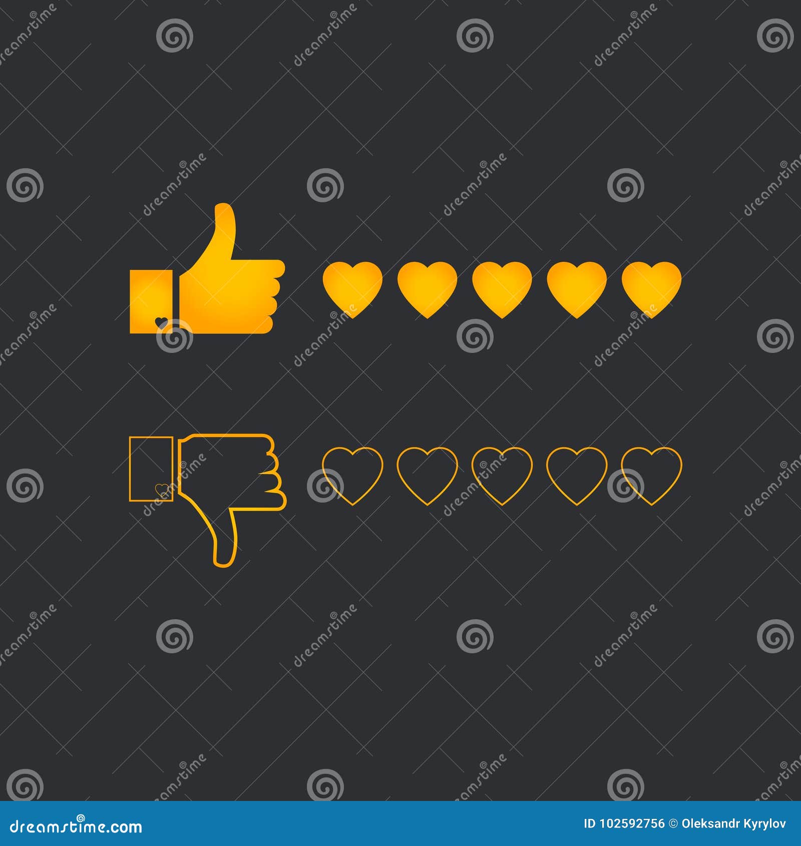 Heart rating system stock vector. Illustration of hand 102592756