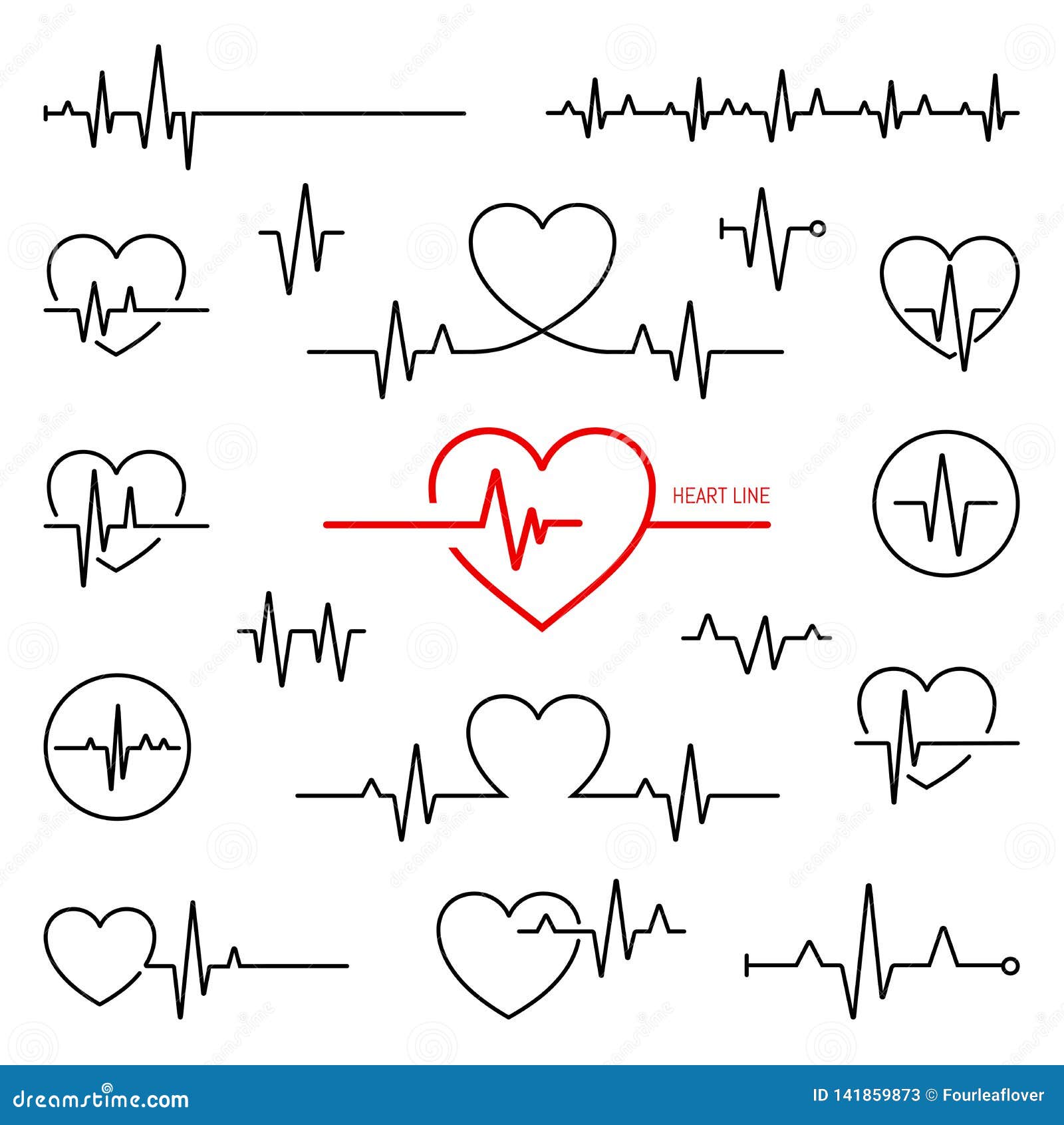 heart rhythm set, electrocardiogram, ecg - ekg signal